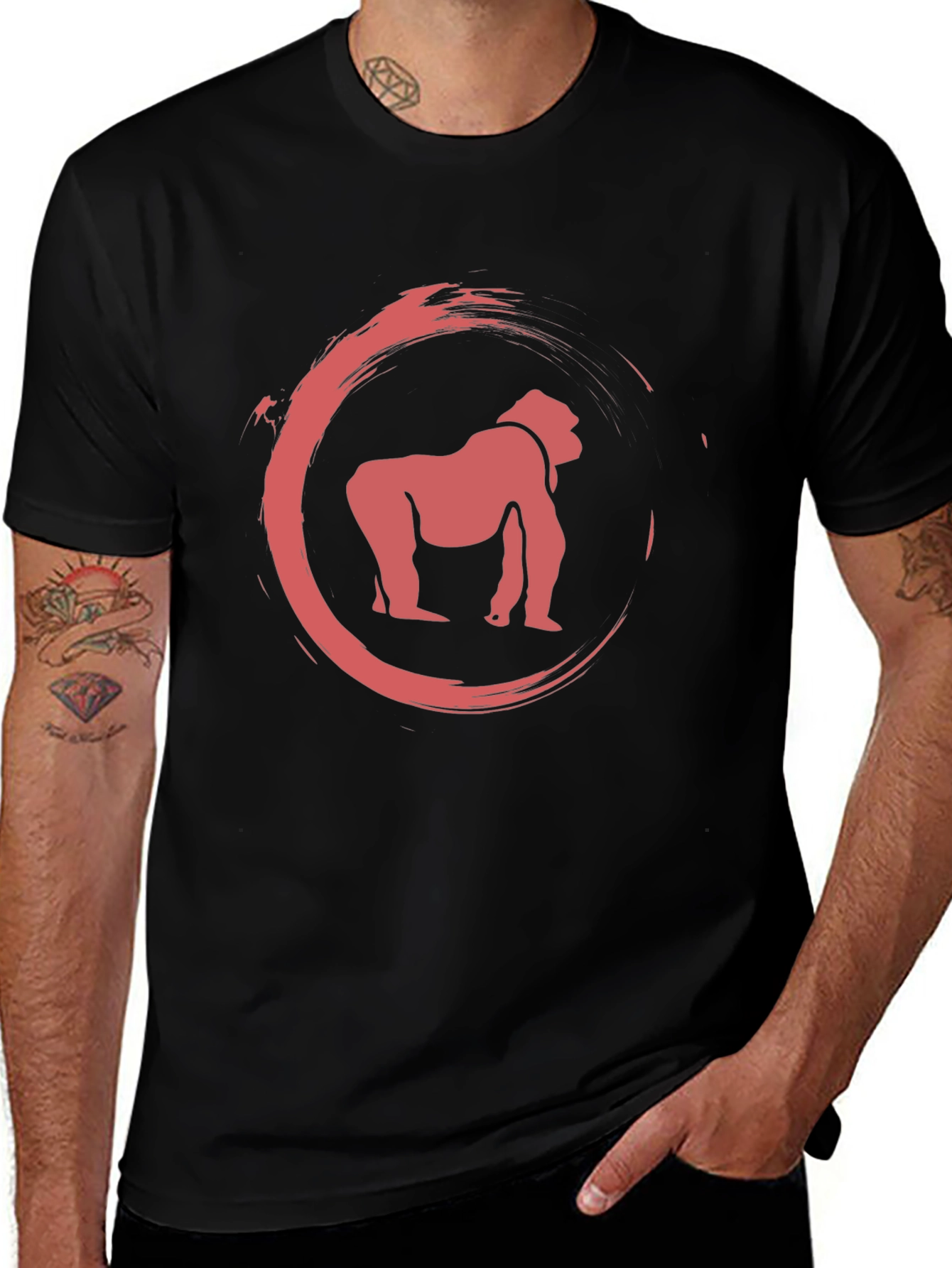 Variant 12 of Gorilla Graphic Tee - Men's Casual Black T-Shirt