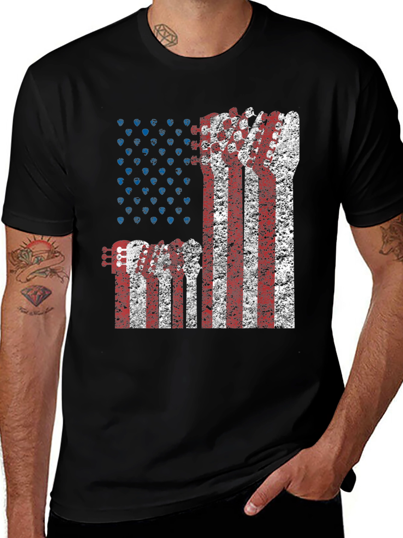 Variant 20 of Patriotic Guitar USA Flag T-Shirt