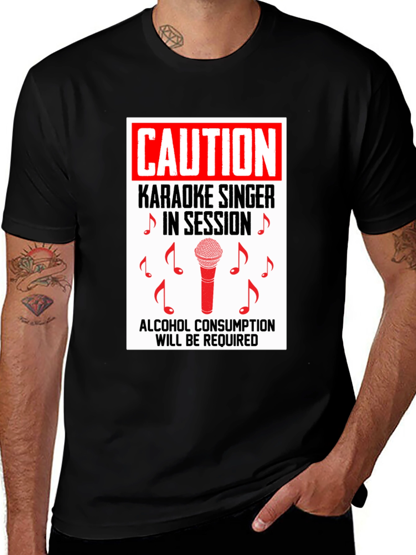 Variant 5 of Karaoke Singer Caution T-Shirt