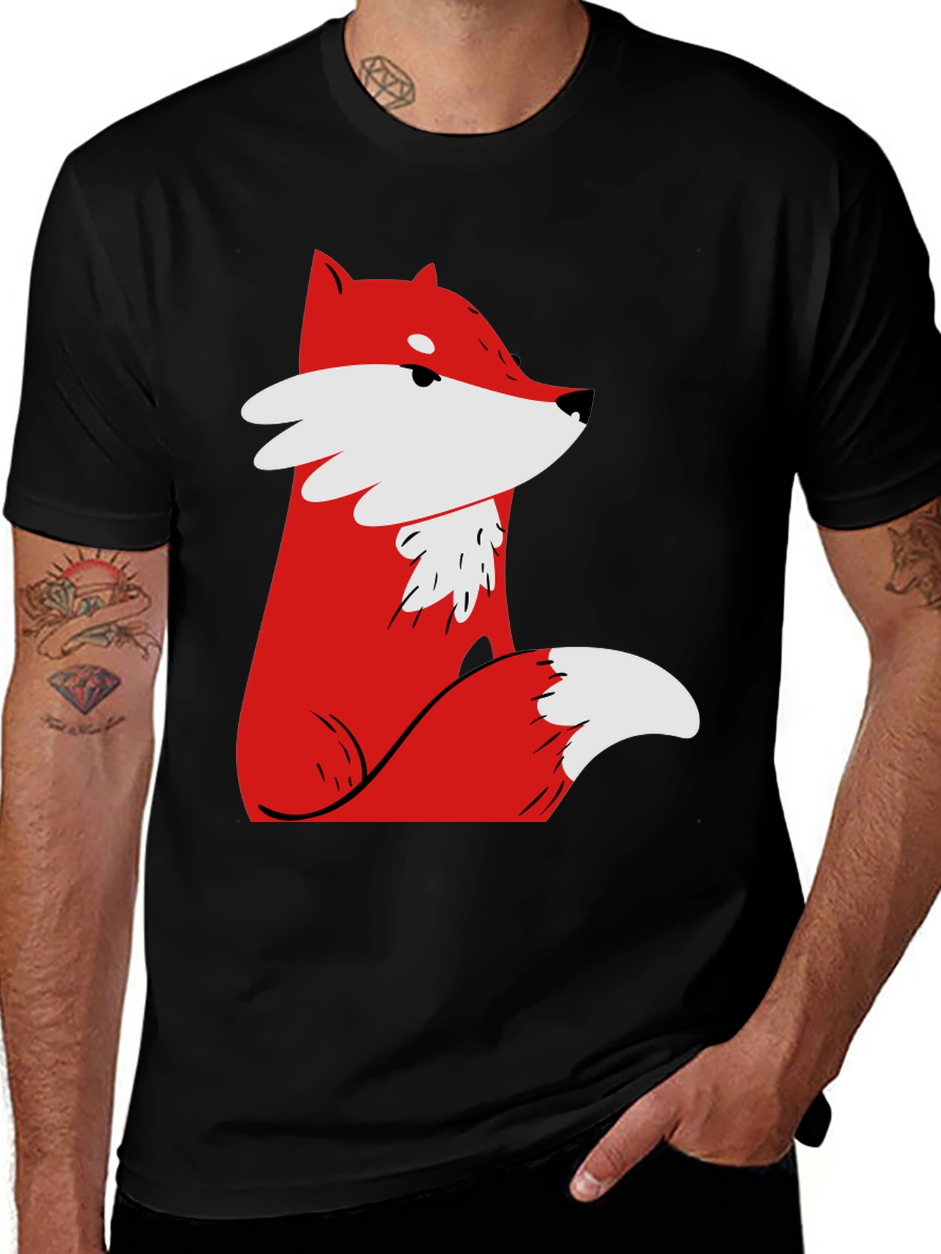 Variant 21 of Black T-Shirt with Fox Graphic