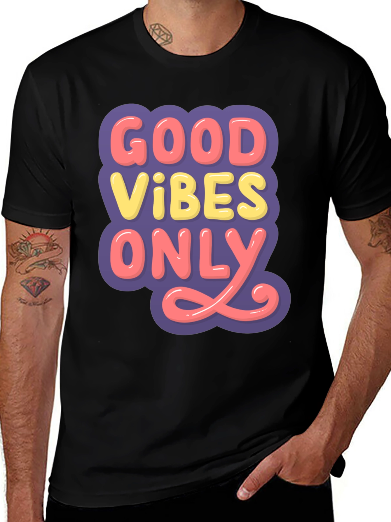 Variant 8 of Good Vibes Only Graphic Tee - Black