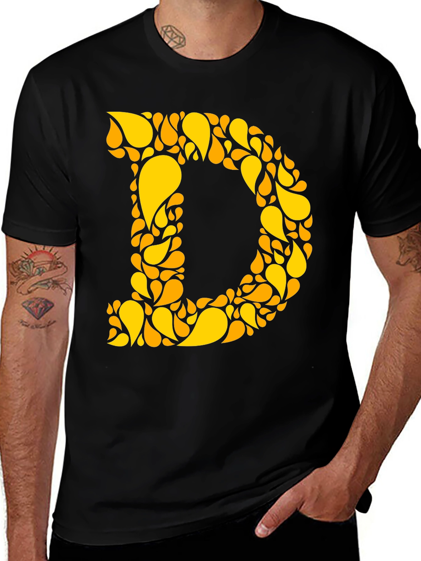 Paisley Initial 'D' Black Tee