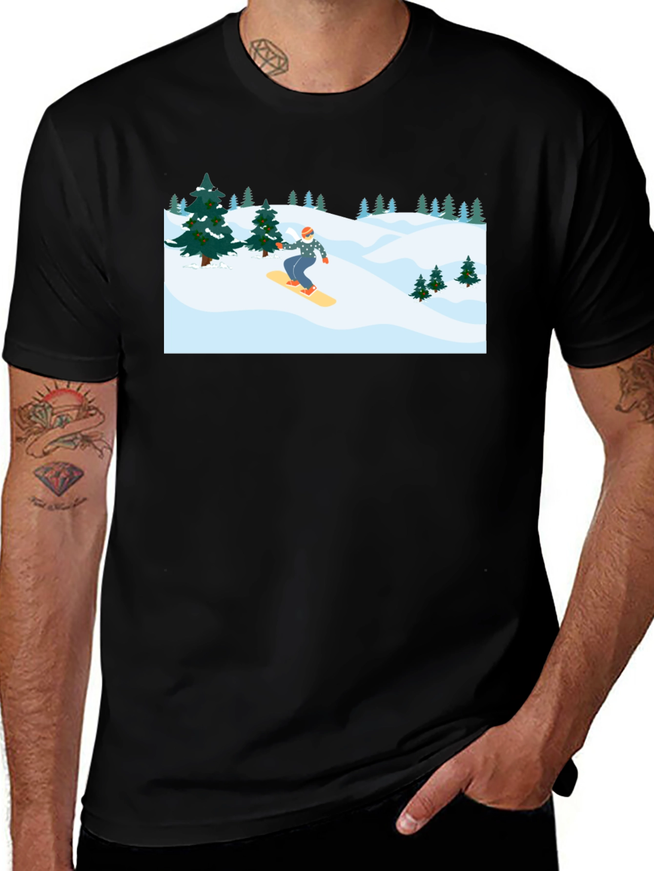Variant 22 of Snowboarder Scene Graphic T-Shirt - Winter Fun
