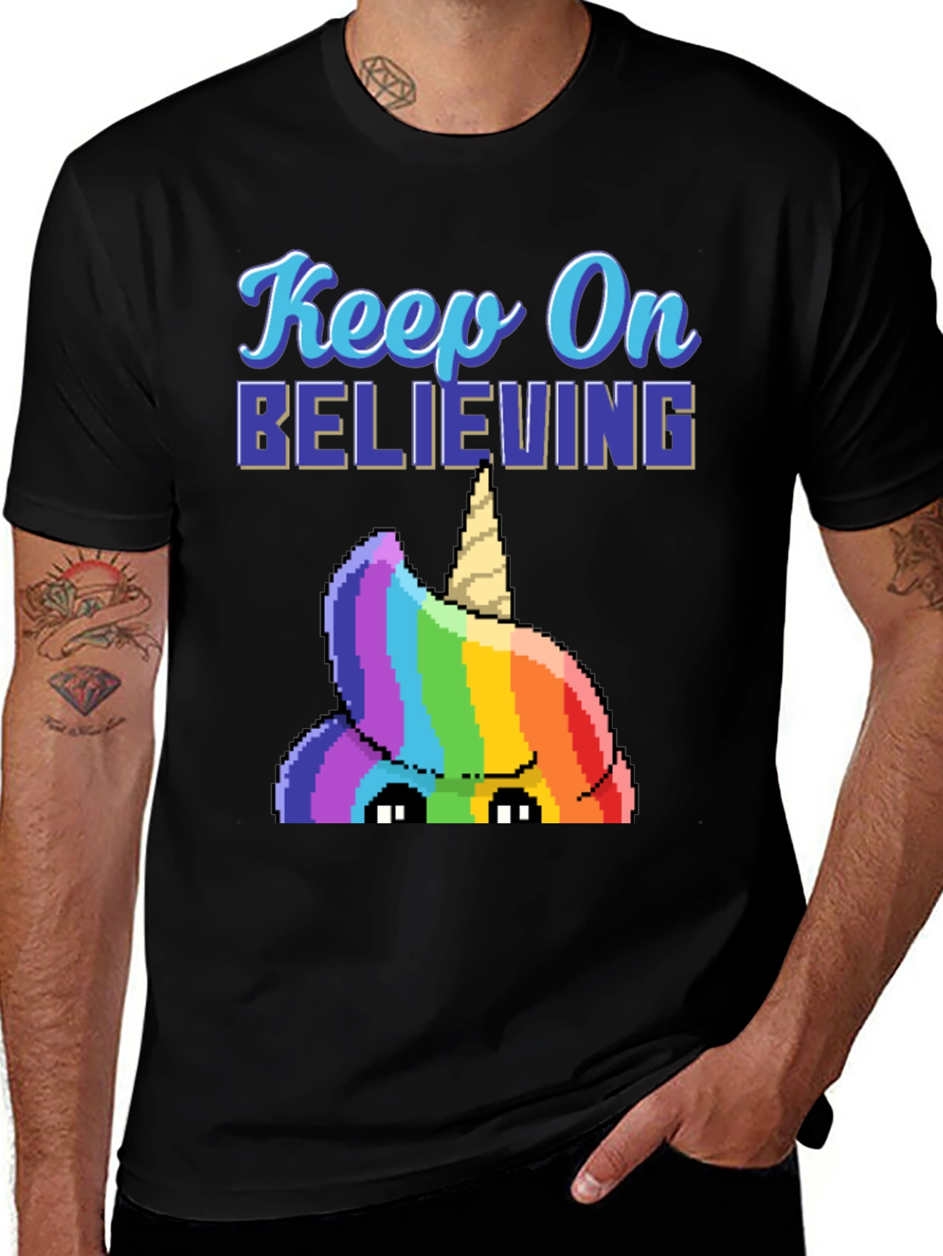 Variant 24 of Keep On Believing Unicorn Pixel T-Shirt