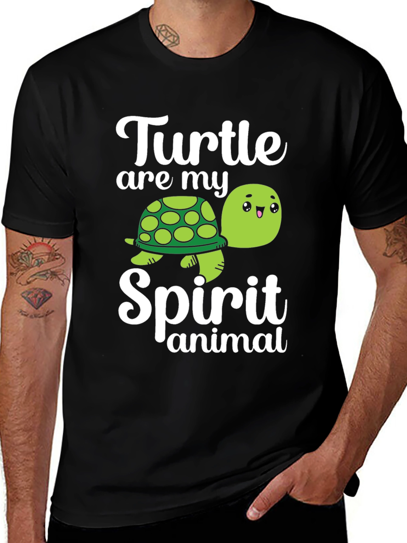 Variant 2 of Turtle Spirit Animal Graphic T-Shirt - Black