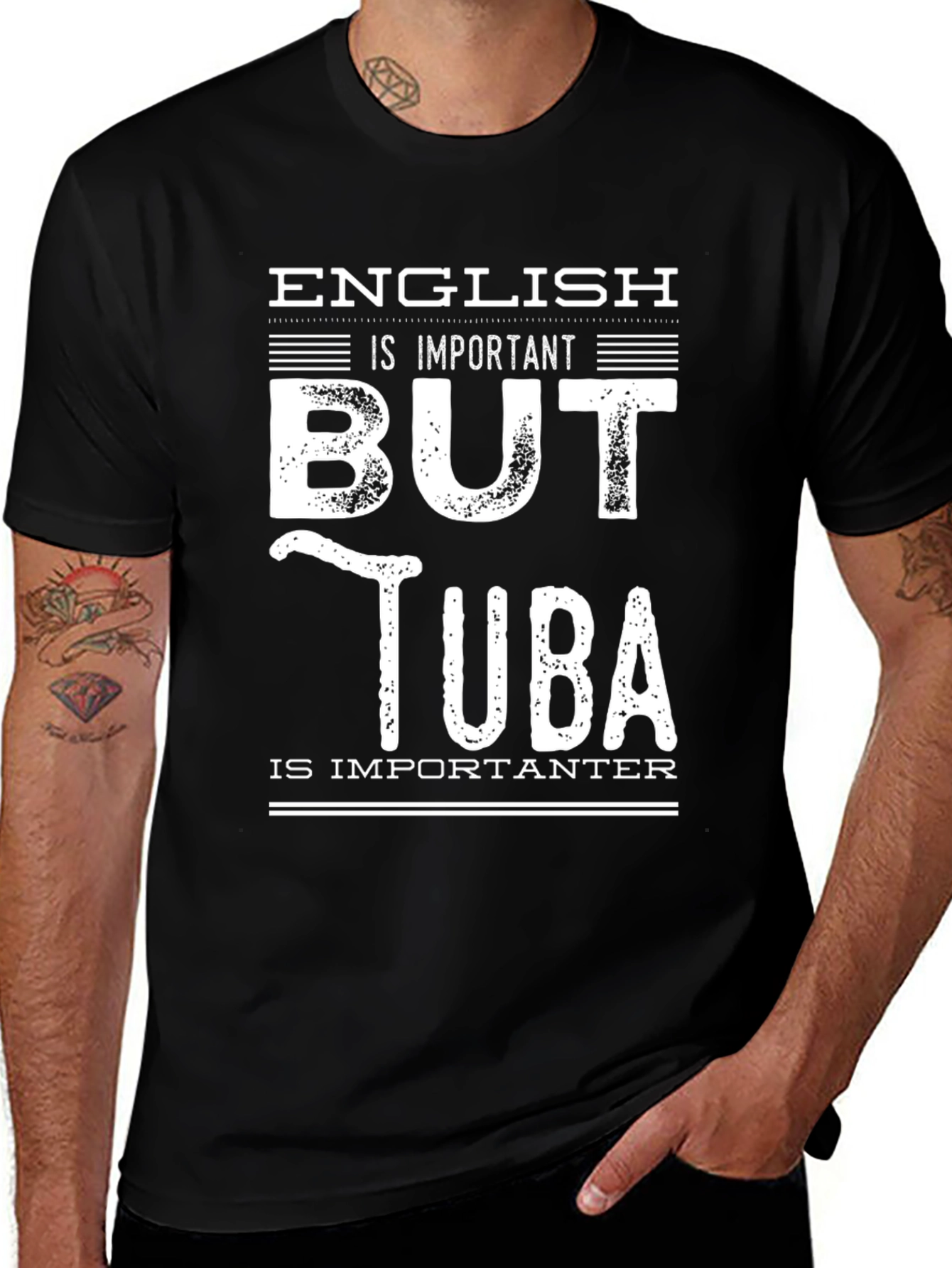 Variant 29 of English is Important But Tuba is Importanter Black T-Shirt