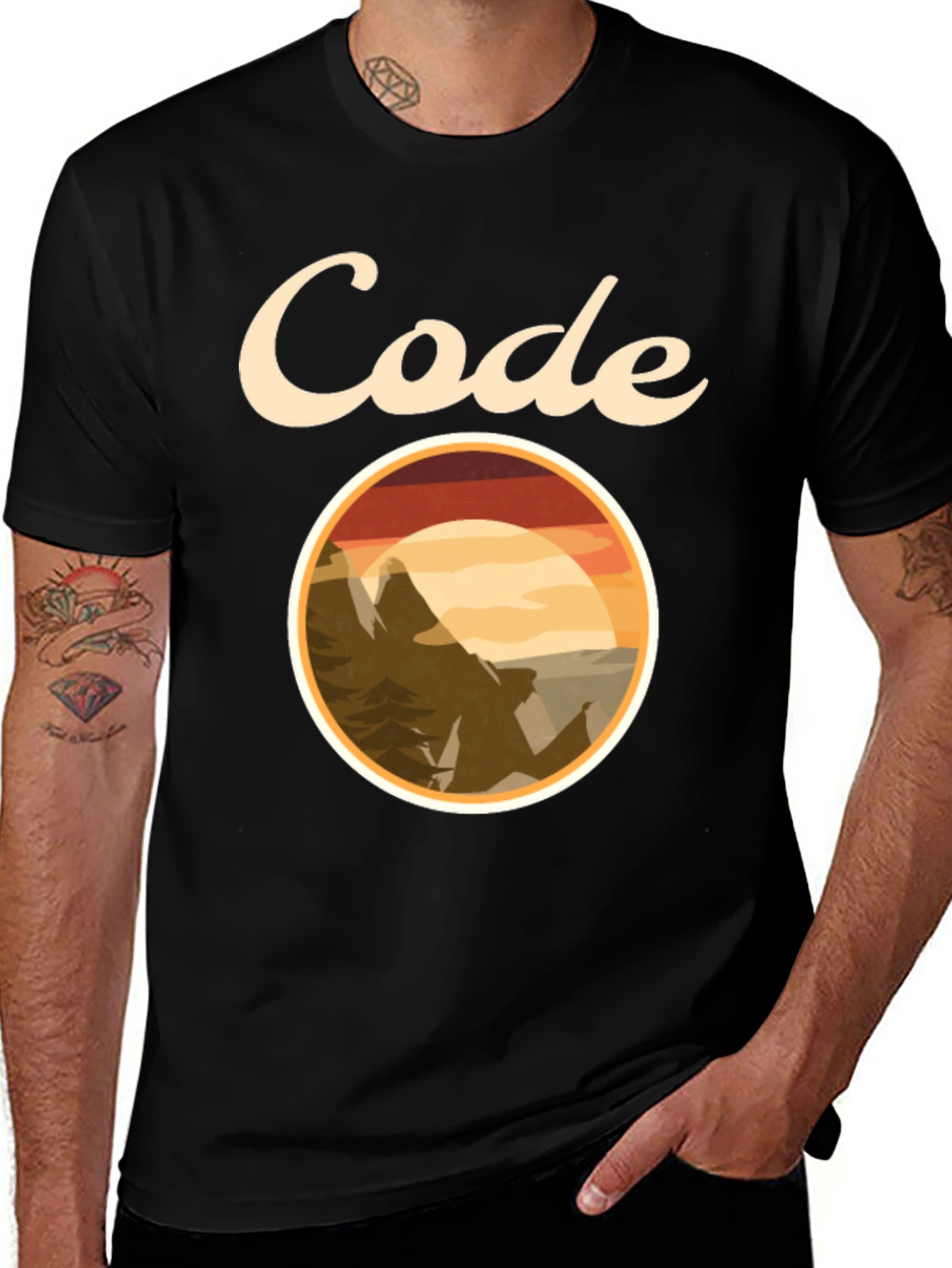 Variant 25 of Code Nature Graphic Tee - Black