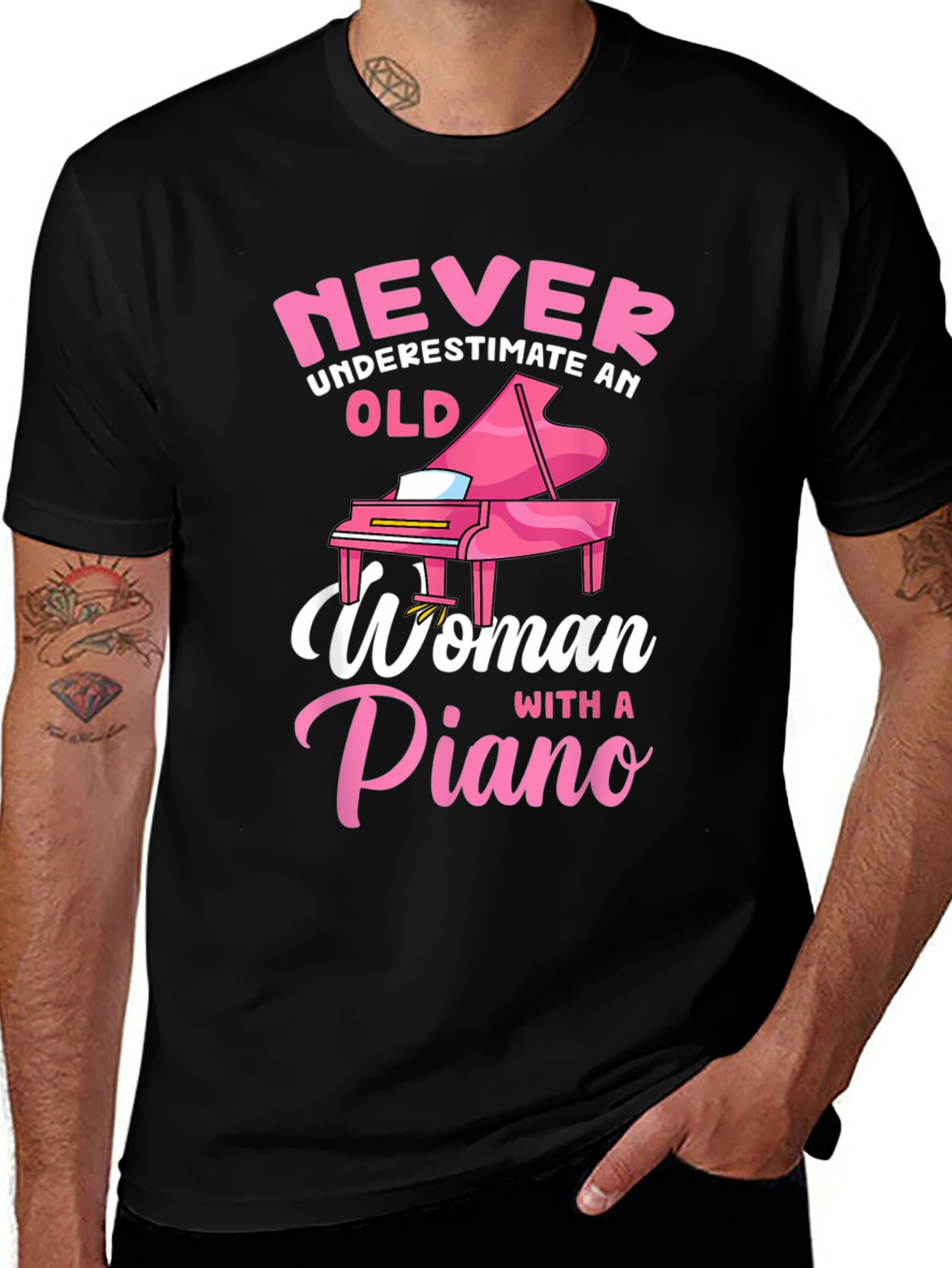 Variant 11 of Never Underestimate Piano Woman T-Shirt