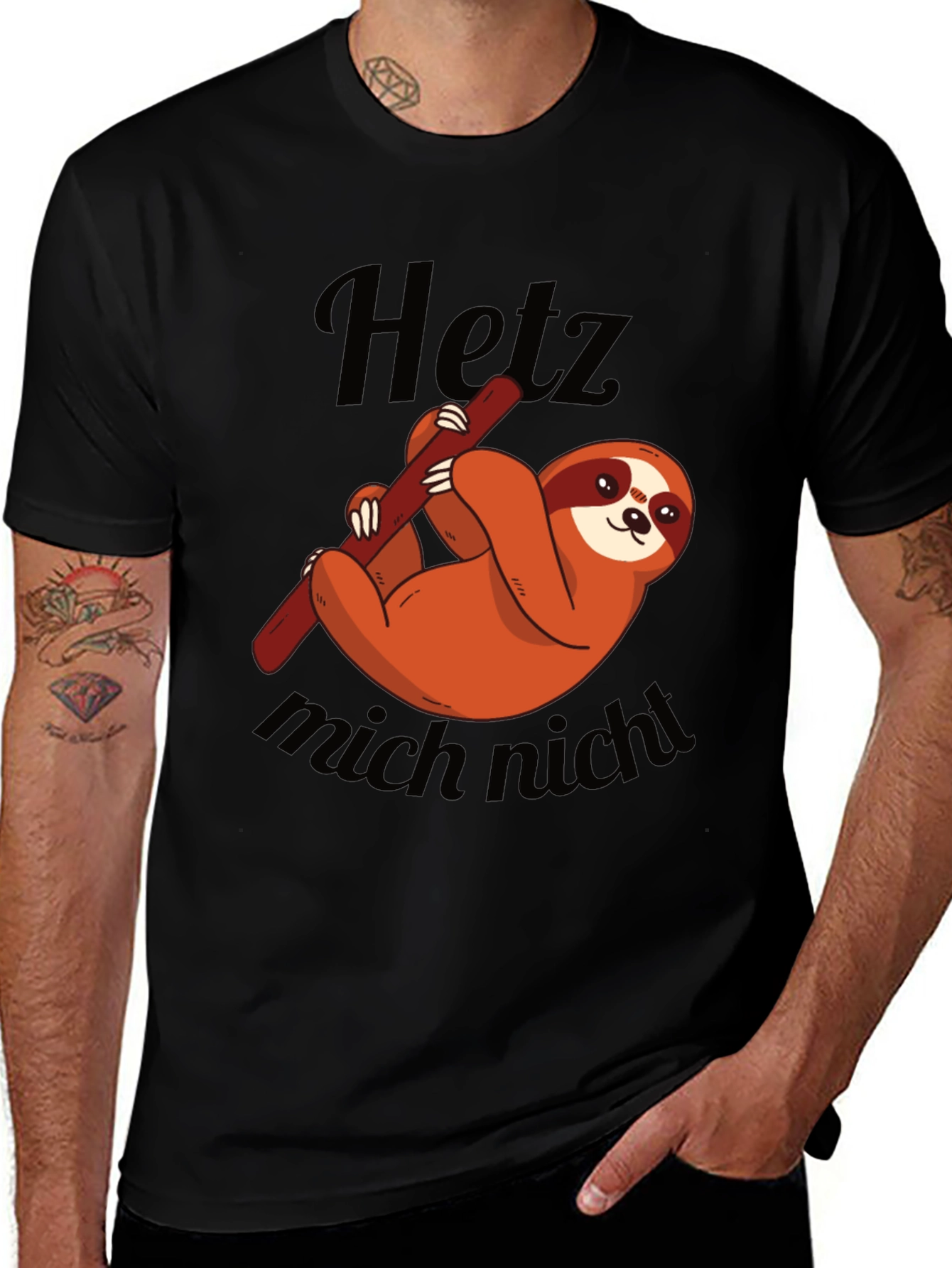 Variant 2 of Cute Sloth Graphic Tee - 'Hetz mich nicht' 