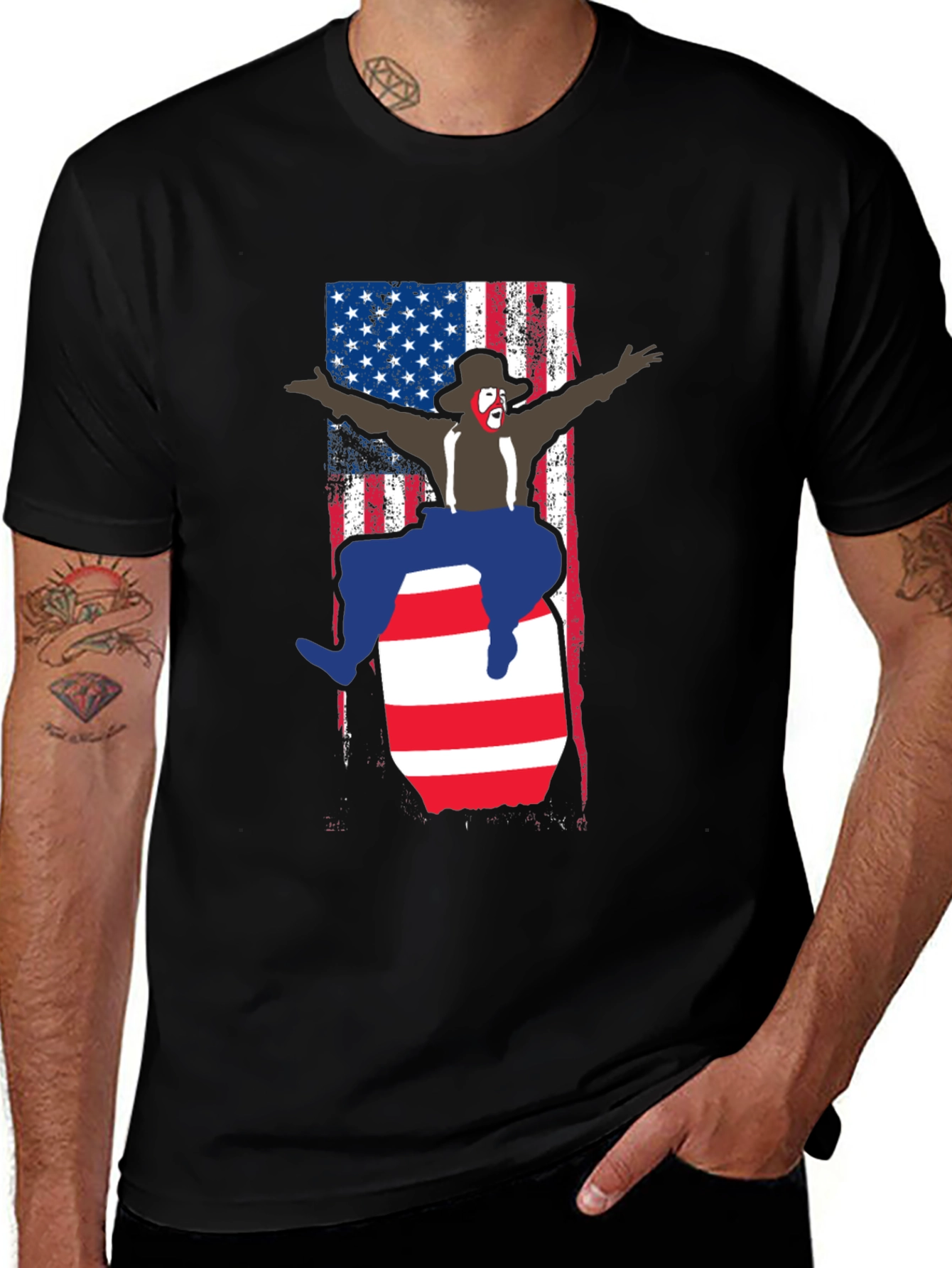 USA Flag Barrel Clown T-Shirt