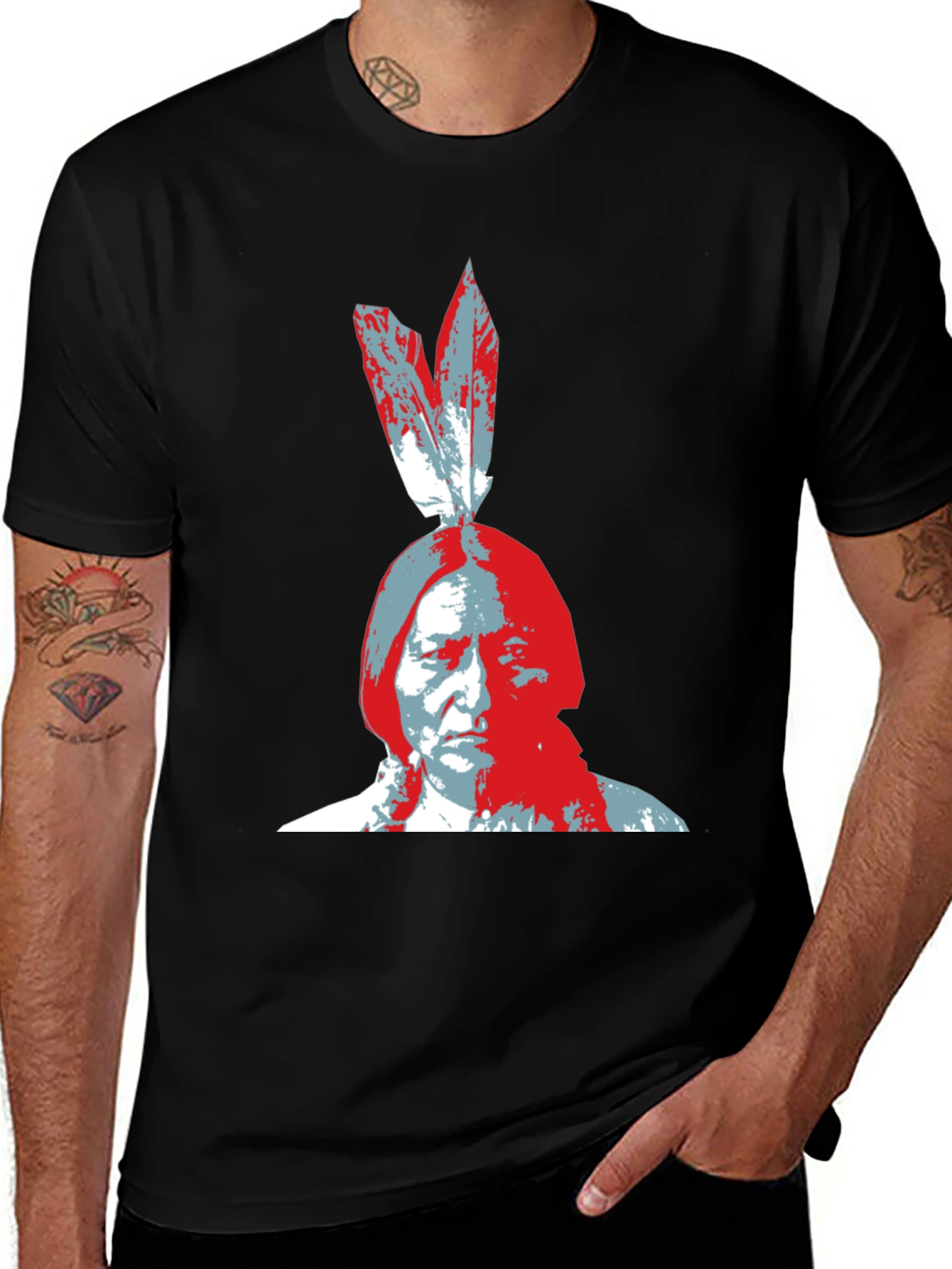 Black Native American Chief Graphic Tee main image