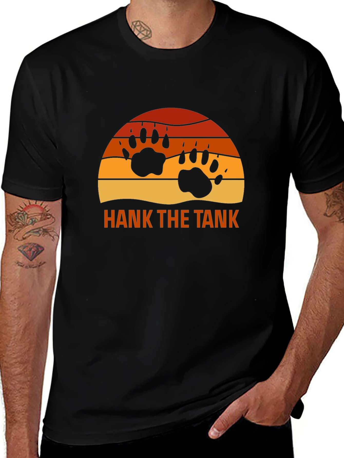Variant 30 of Hank The Tank Bear Paw Sunset Graphic Tee