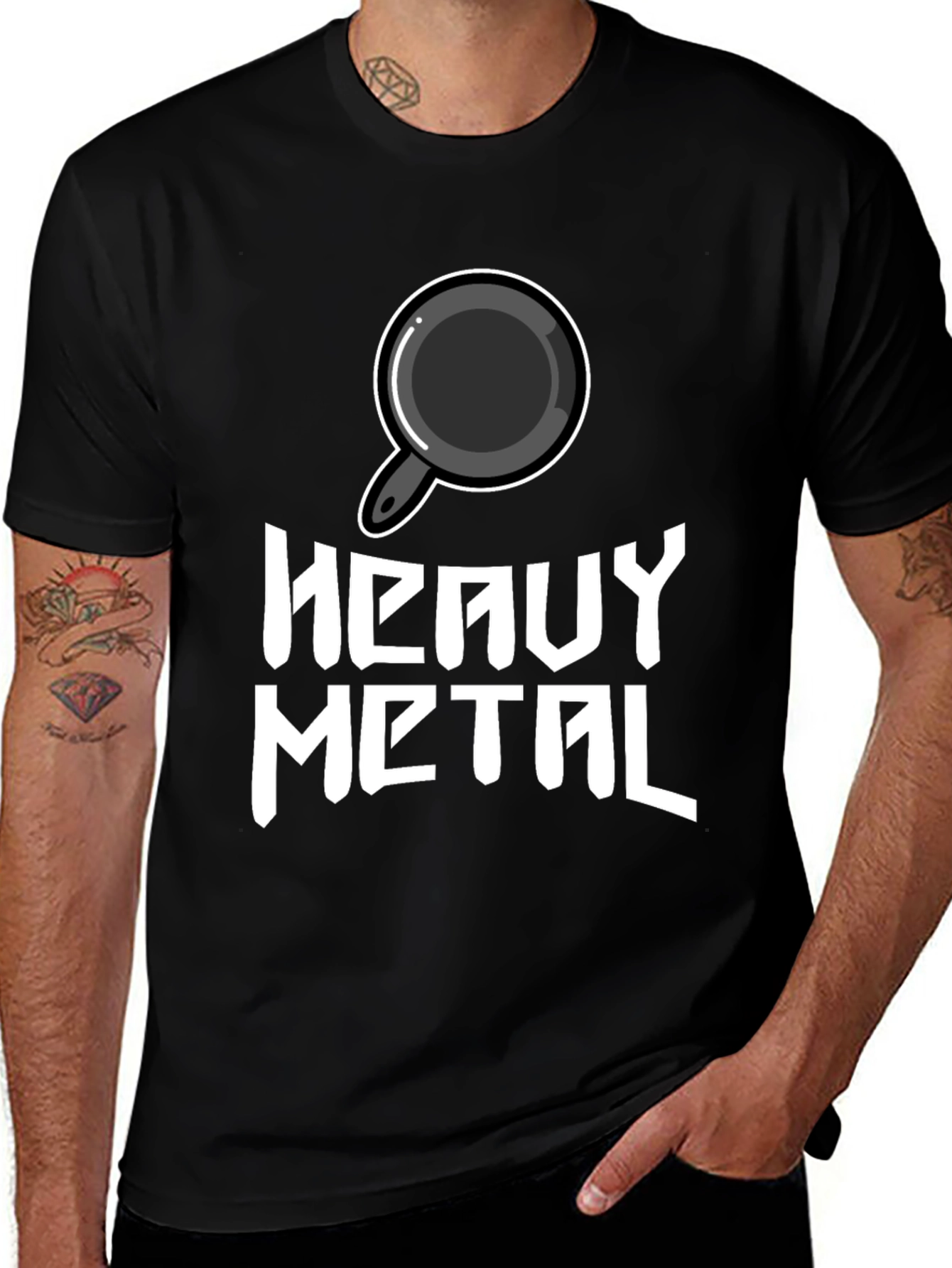 Variant 16 of Heavy Metal Pan Graphic T-Shirt - Black Crew Neck Tee