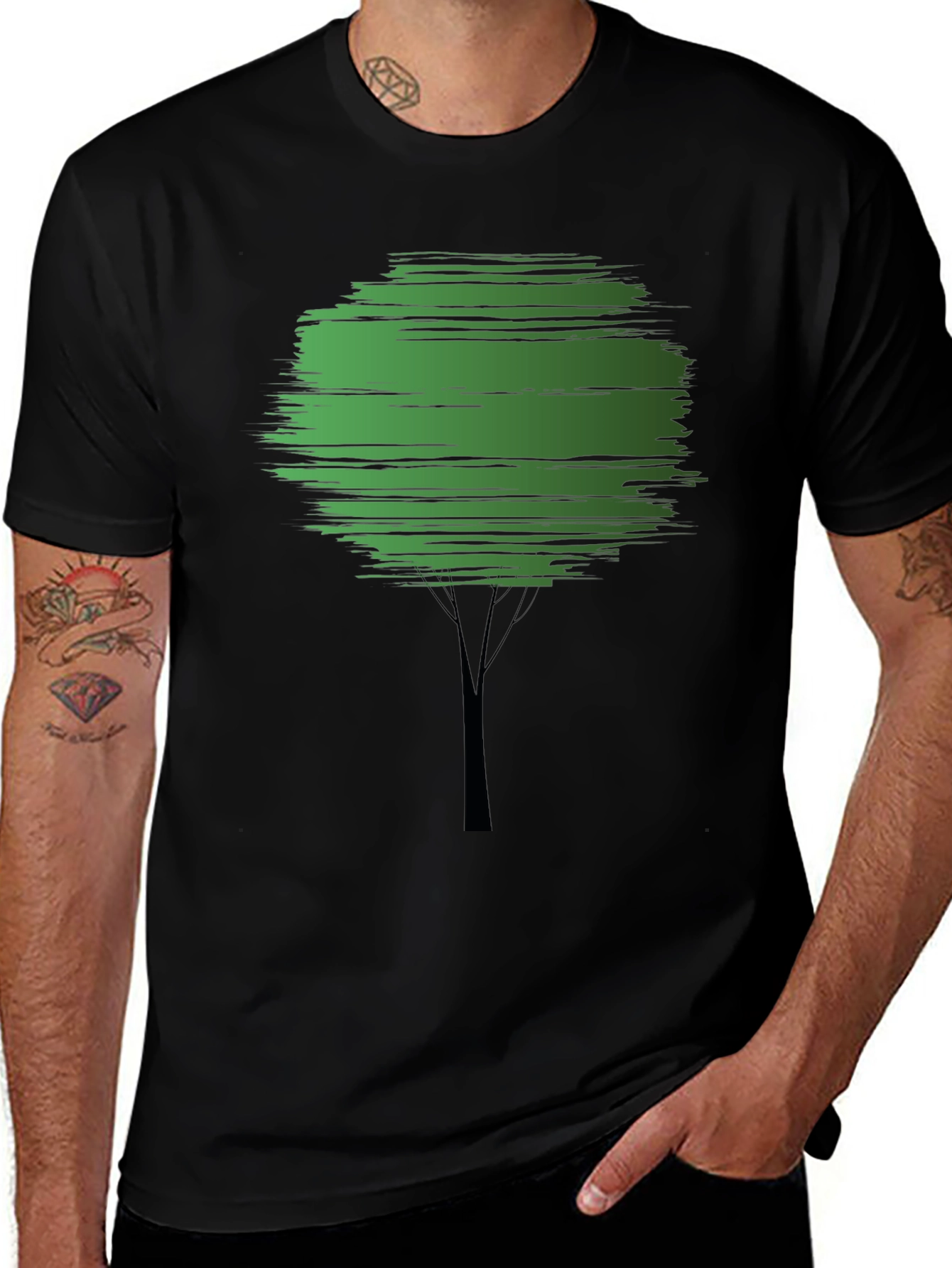 Variant 4 of Modern Tree Graphic Tee - Casual Black T-Shirt