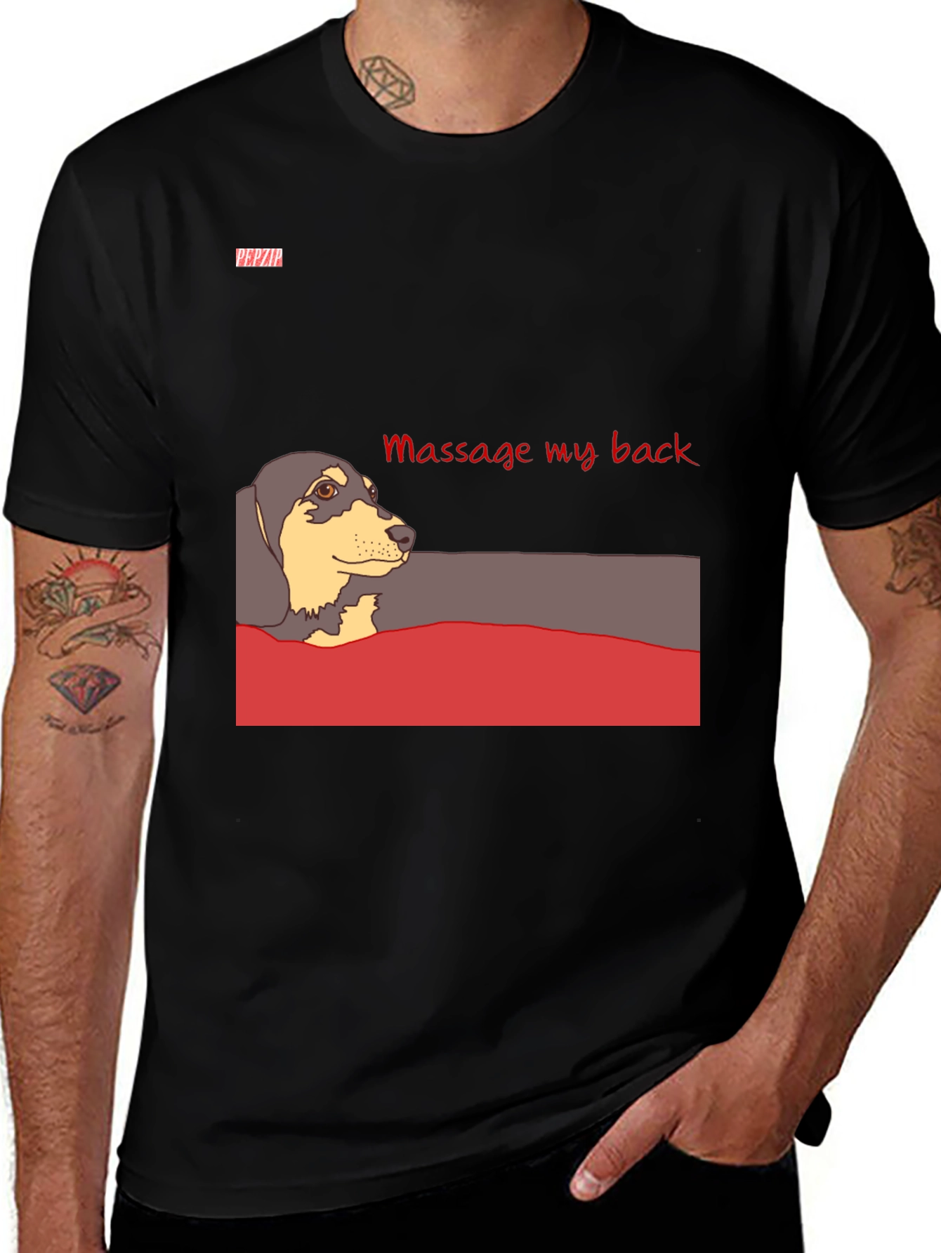 Variant 19 of Massage My Back Dachshund T-Shirt - Unisex