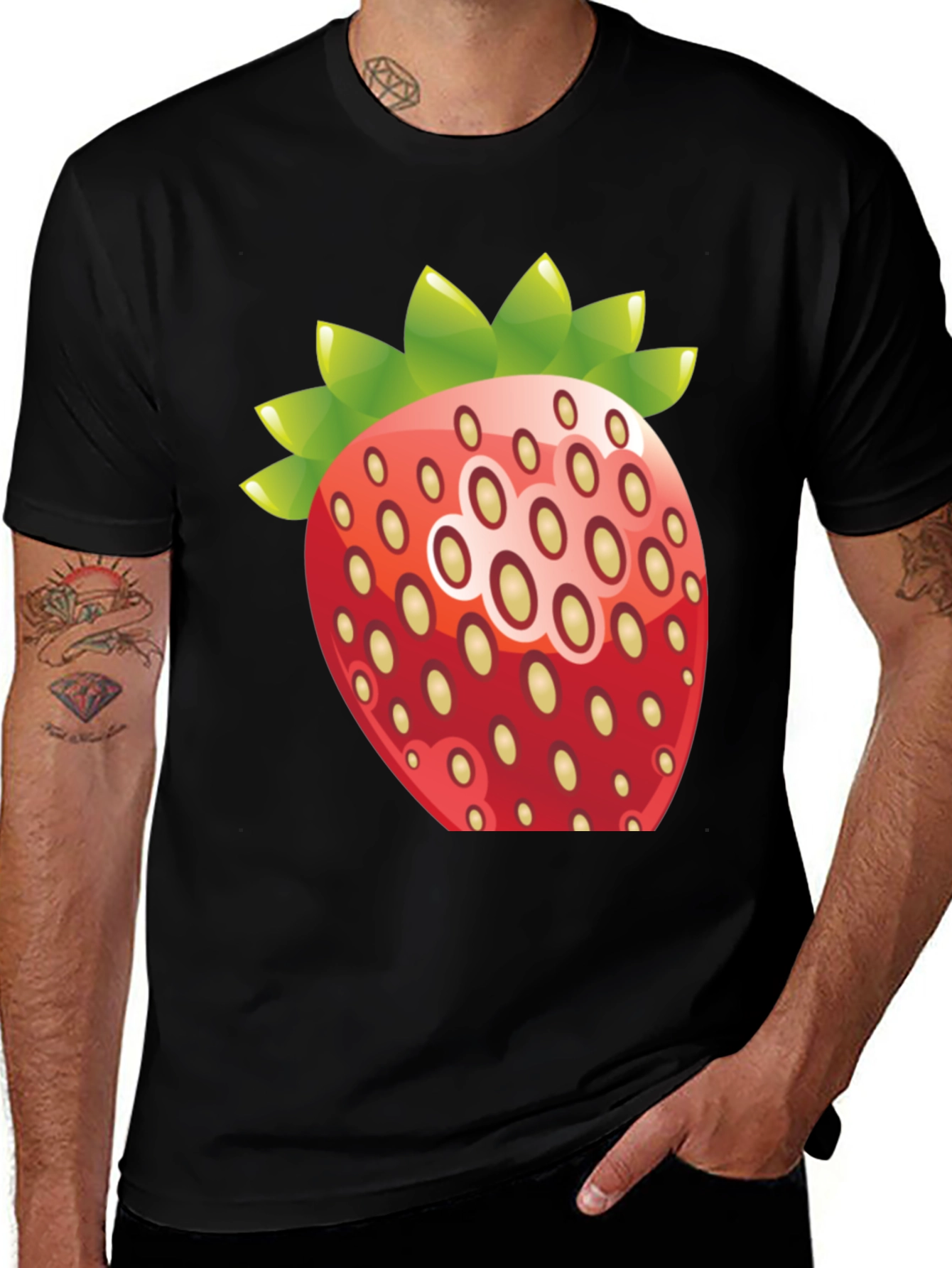 Variant 9 of Strawberry Graphic Print Crew Neck T-Shirt