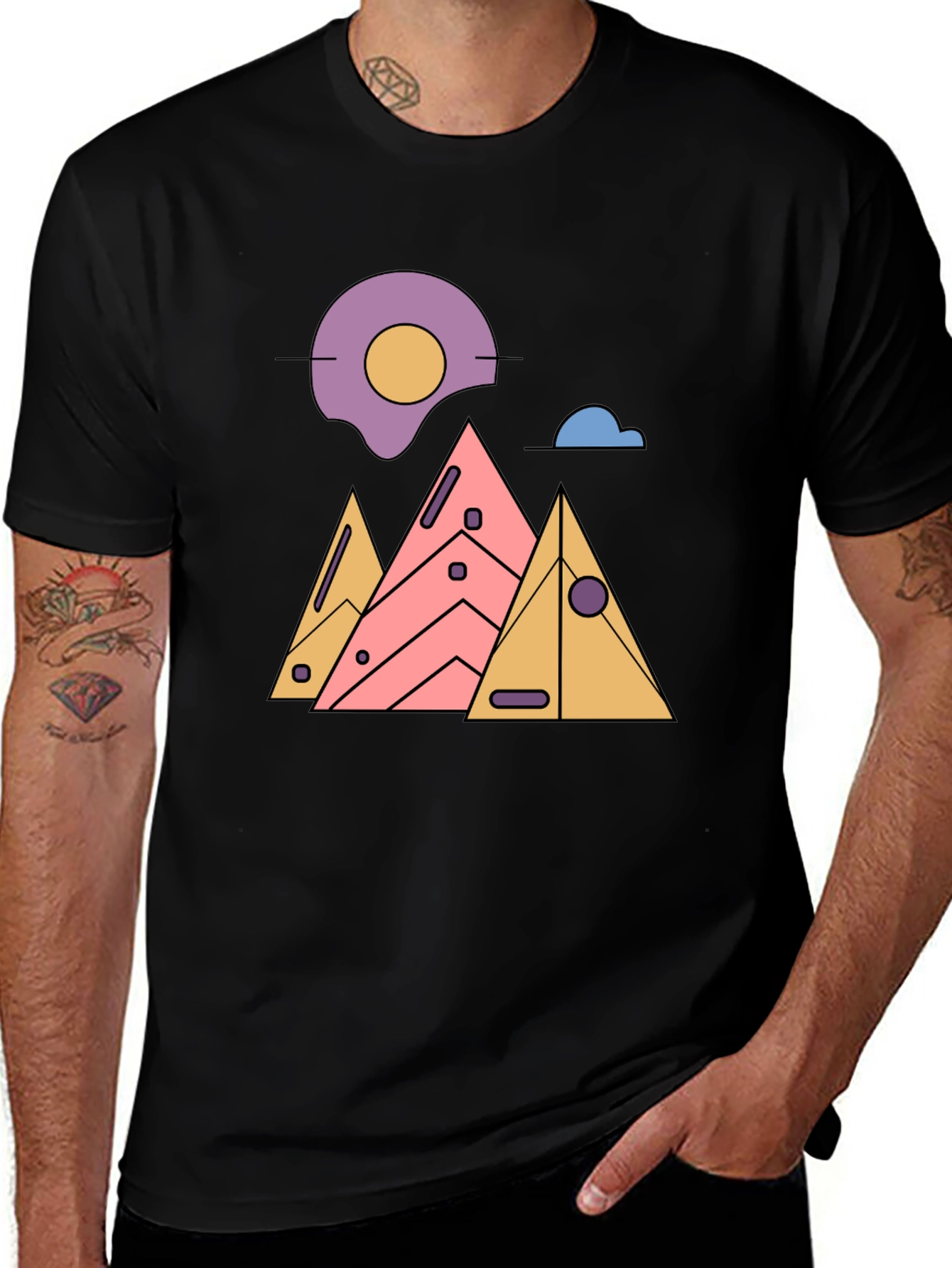 Variant 3 of Geometric Mountain Graphic Tee - Modern Art T-Shirt