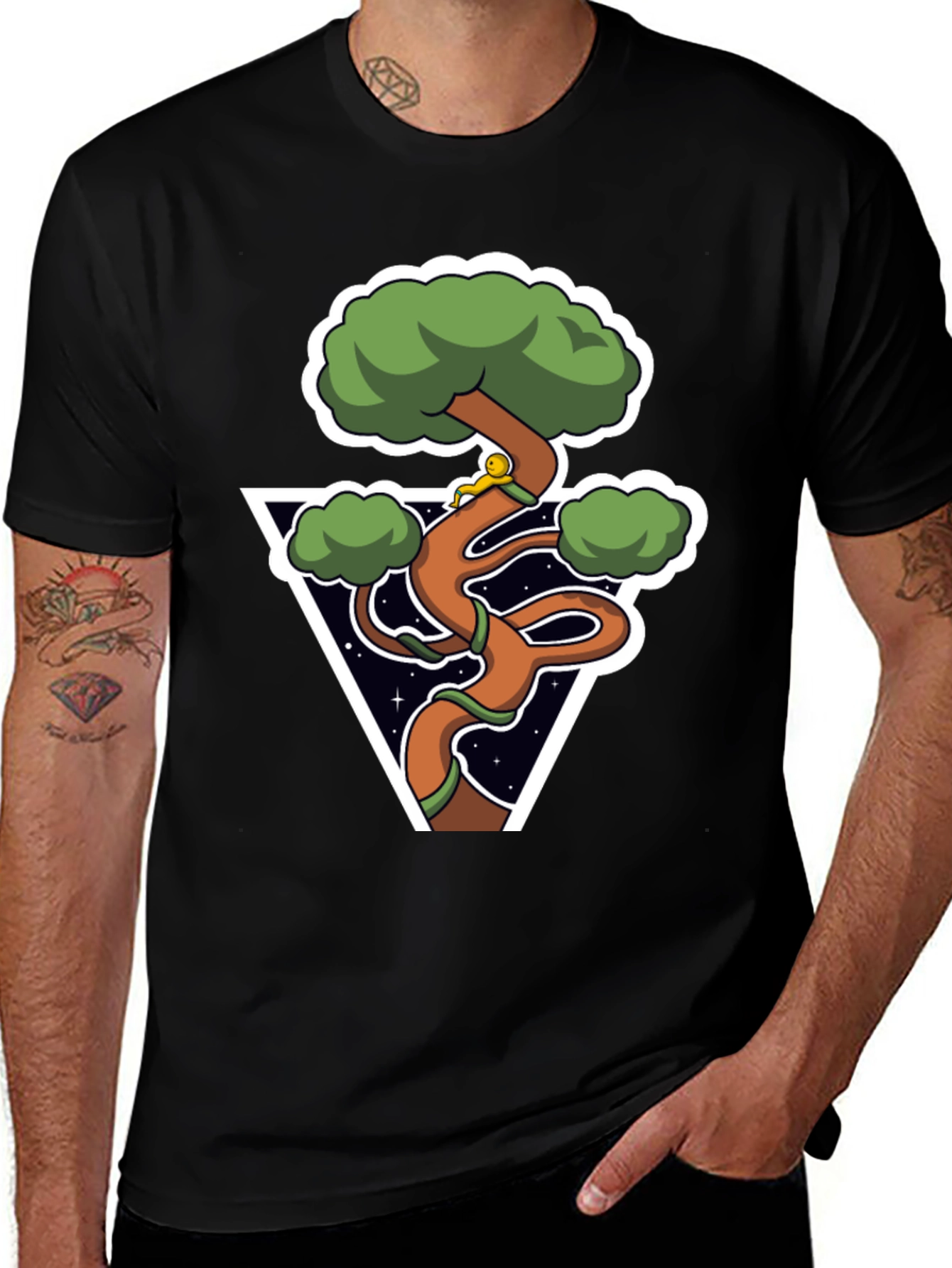 Variant 3 of Geometric Bonsai Tree Graphic Tee