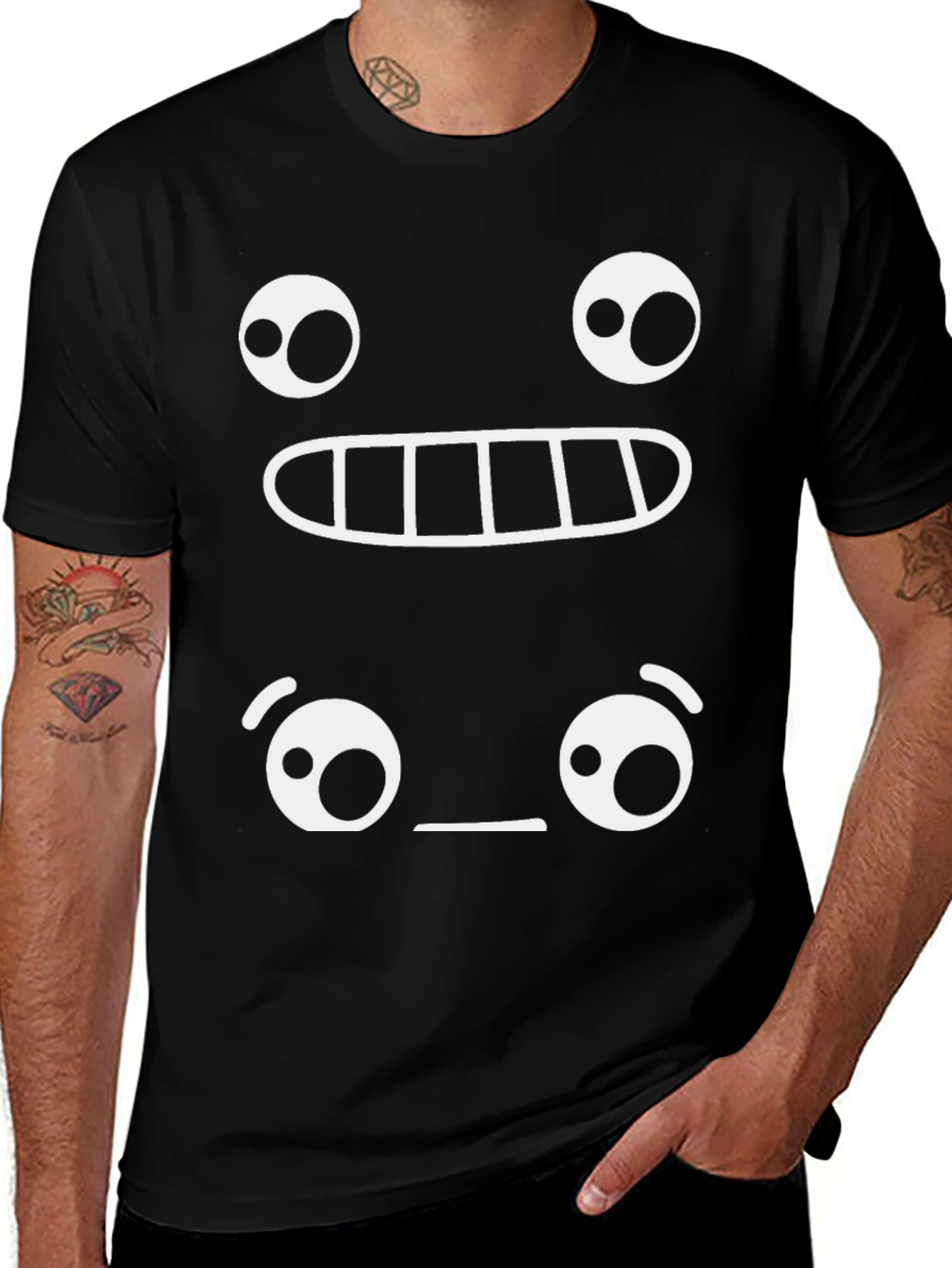 Variant 14 of Funny Face Graphic Black T-Shirt - Unique Expression Tee
