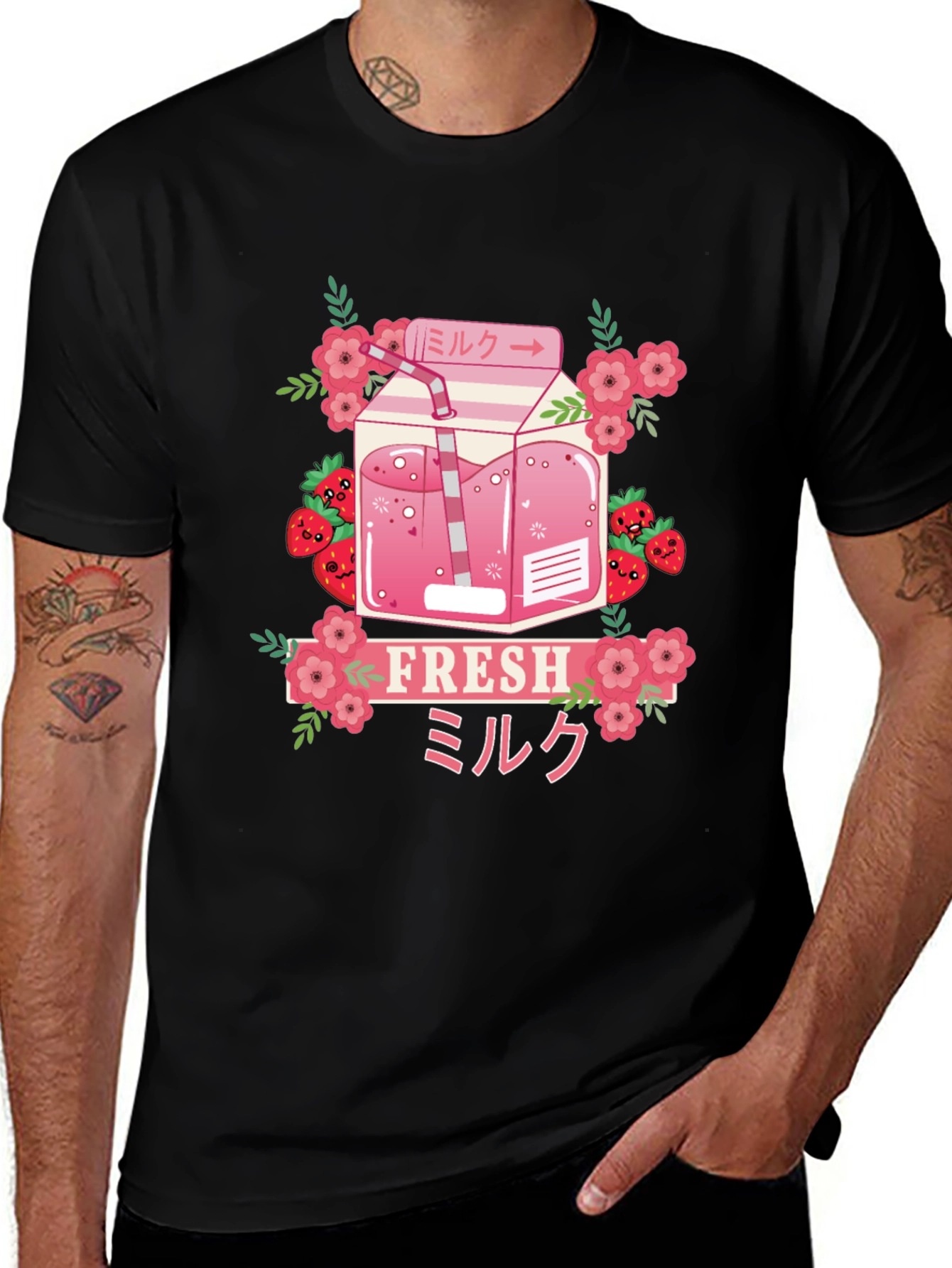 Variant 23 of Strawberry Milk T-Shirt - Fresh Kawaii Design