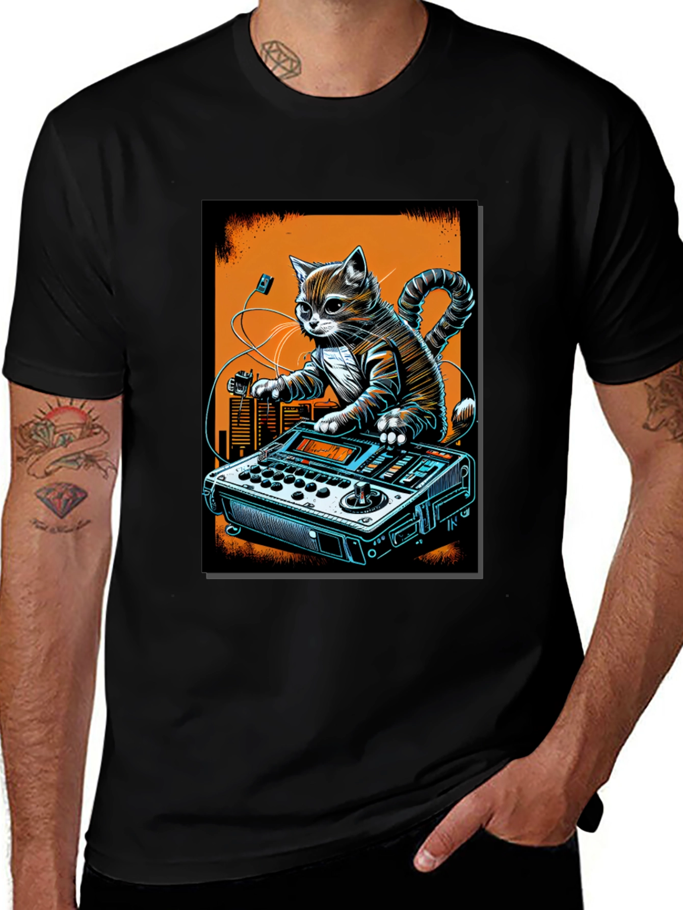 Variant 21 of DJ Cat Graphic T-Shirt - Music Lover Tee