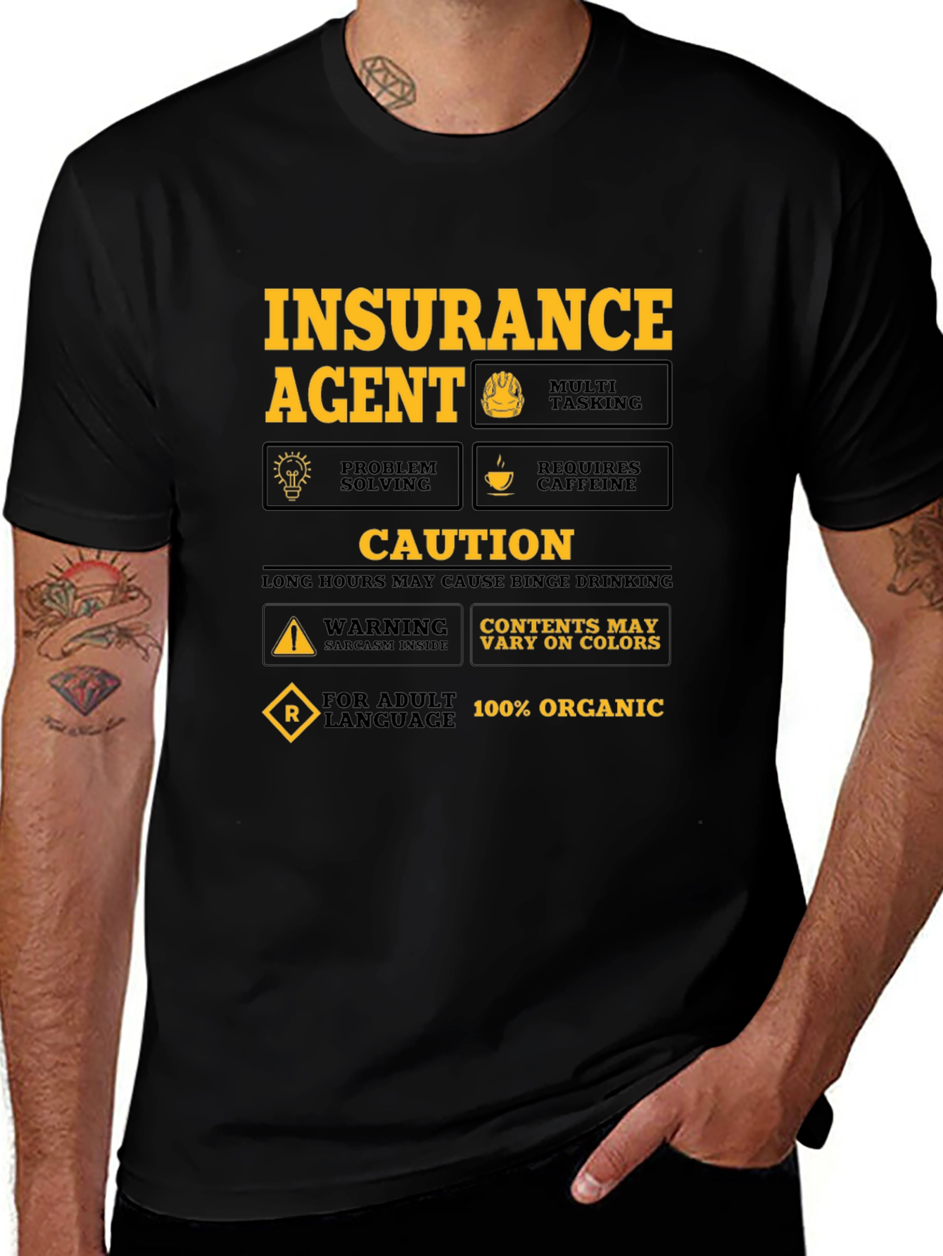 Variant 30 of Insurance Agent Humor T-Shirt - Caution, Sarcasm Inside