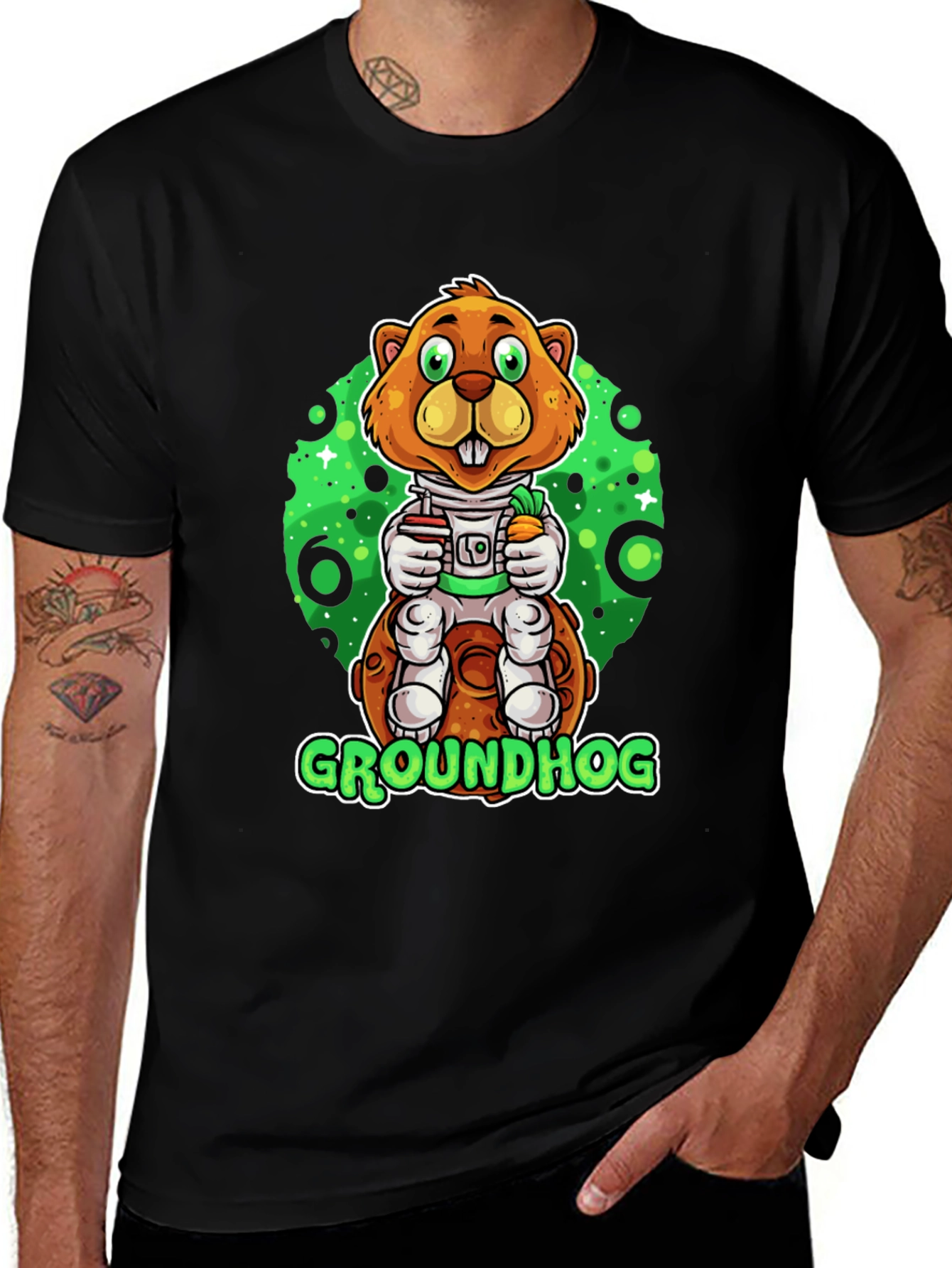 Variant 16 of Groundhog Astronaut Graphic Tee