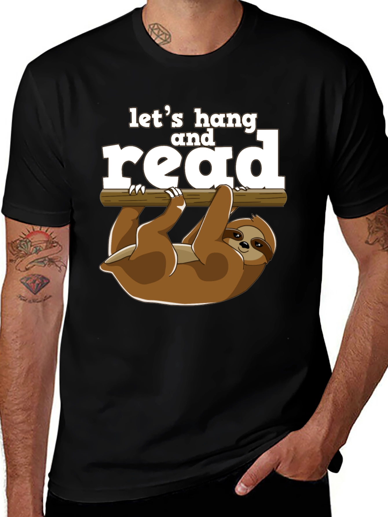 Variant 2 of Let's Hang and Read Sloth T-Shirt