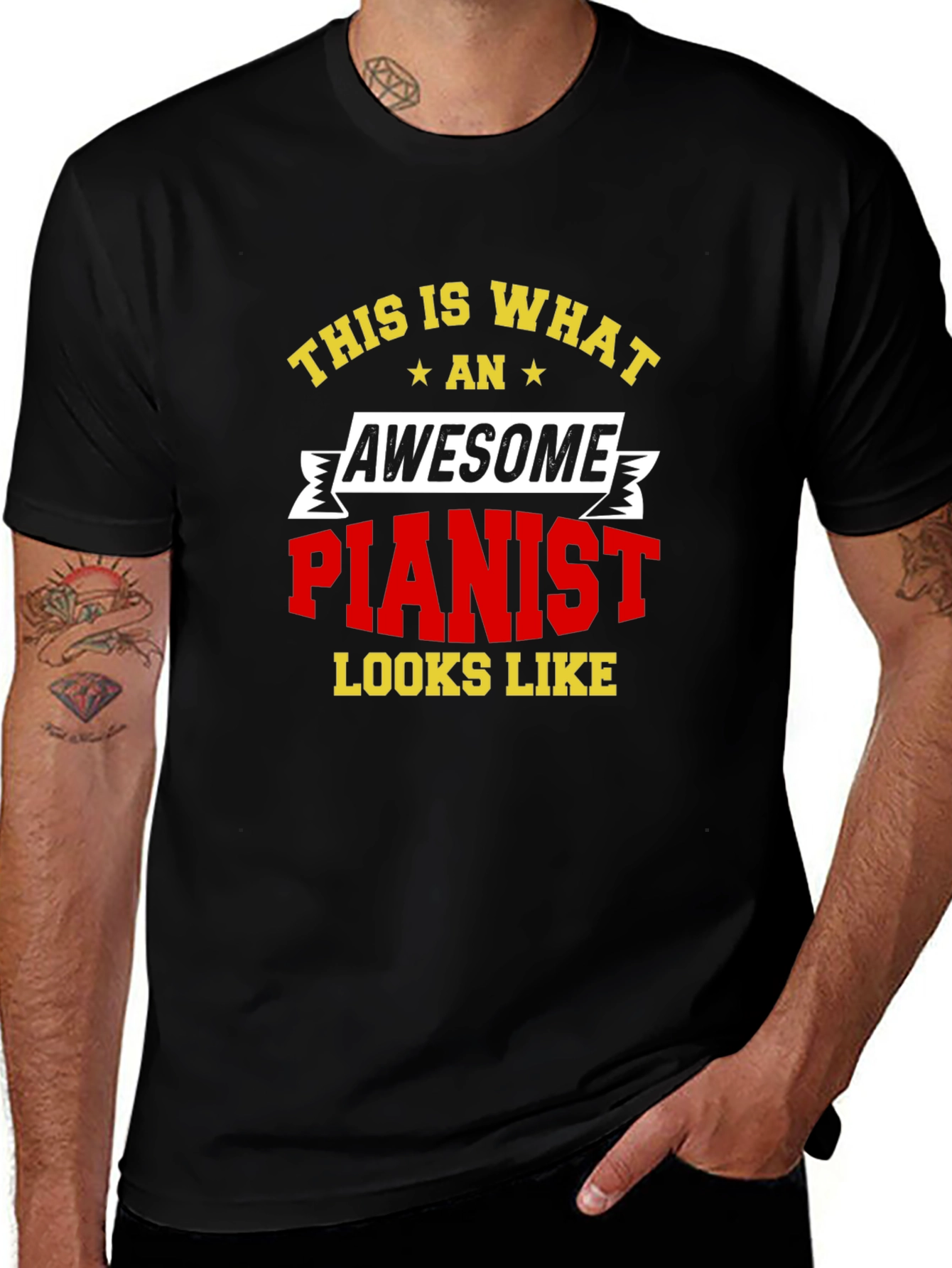 Variant 8 of Awesome Pianist T-Shirt - Musician Tee