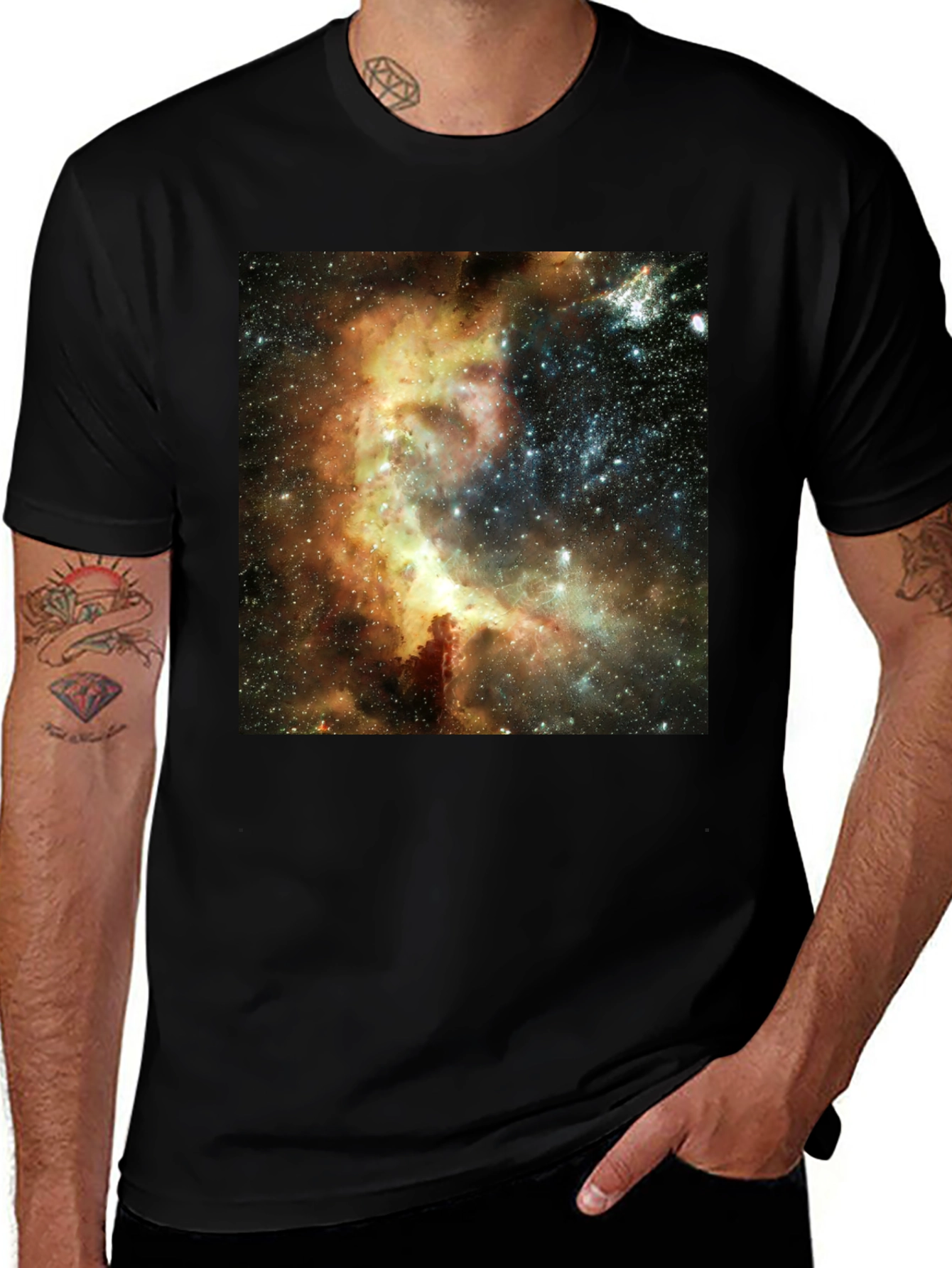 Variant 28 of Nebula Print Black T-Shirt - Galactic Style