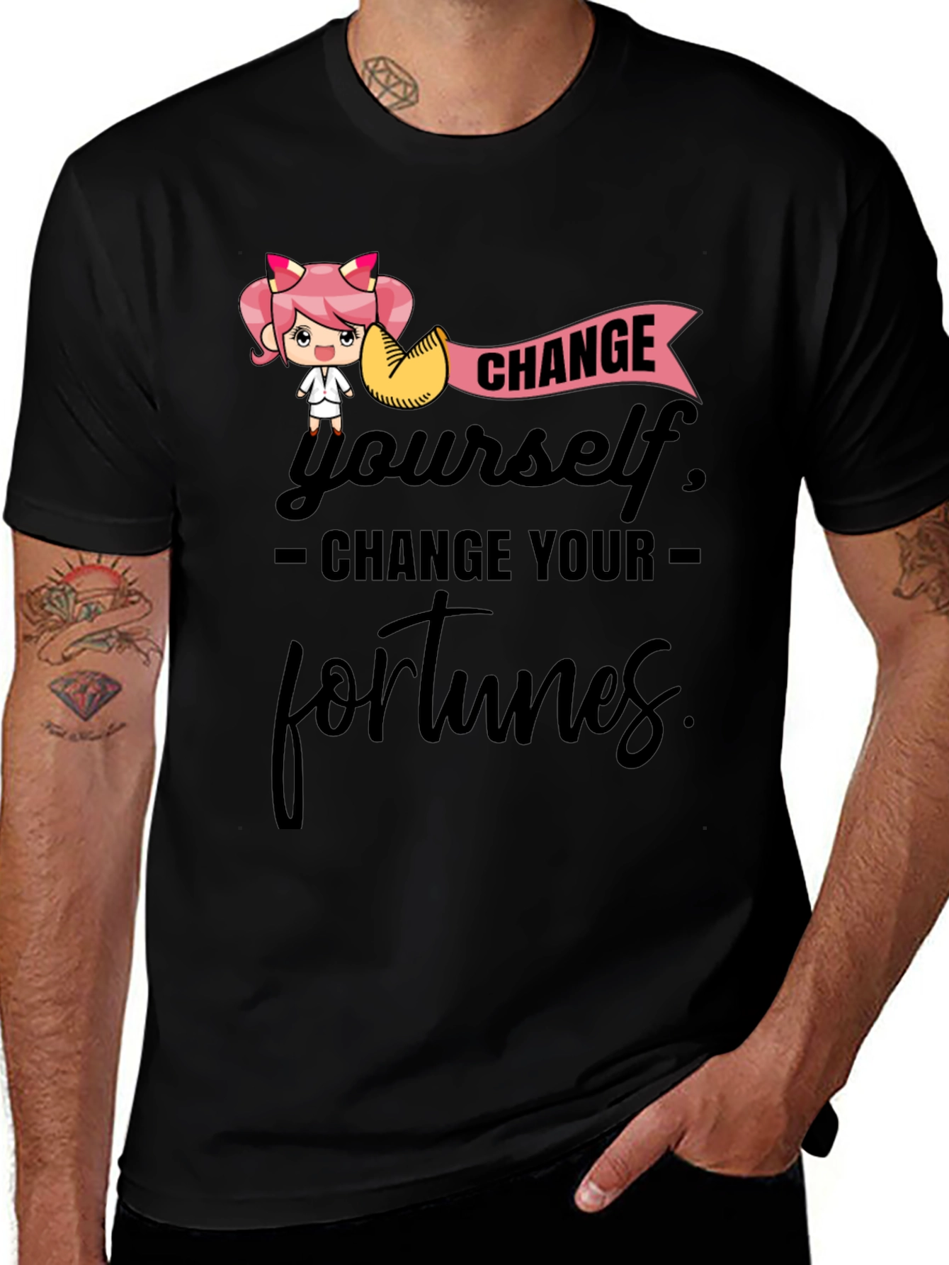 Variant 5 of Change Yourself T-Shirt - Unisex Black Tee