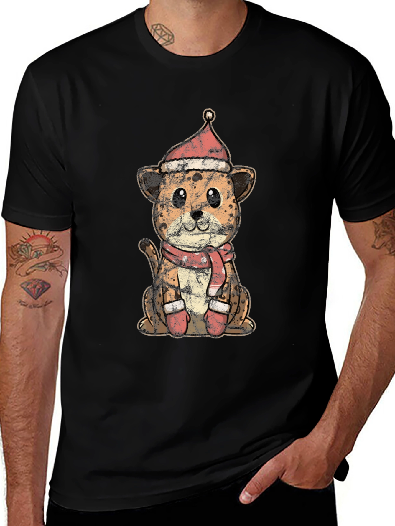 Festive Cheetah Christmas Graphic Tee