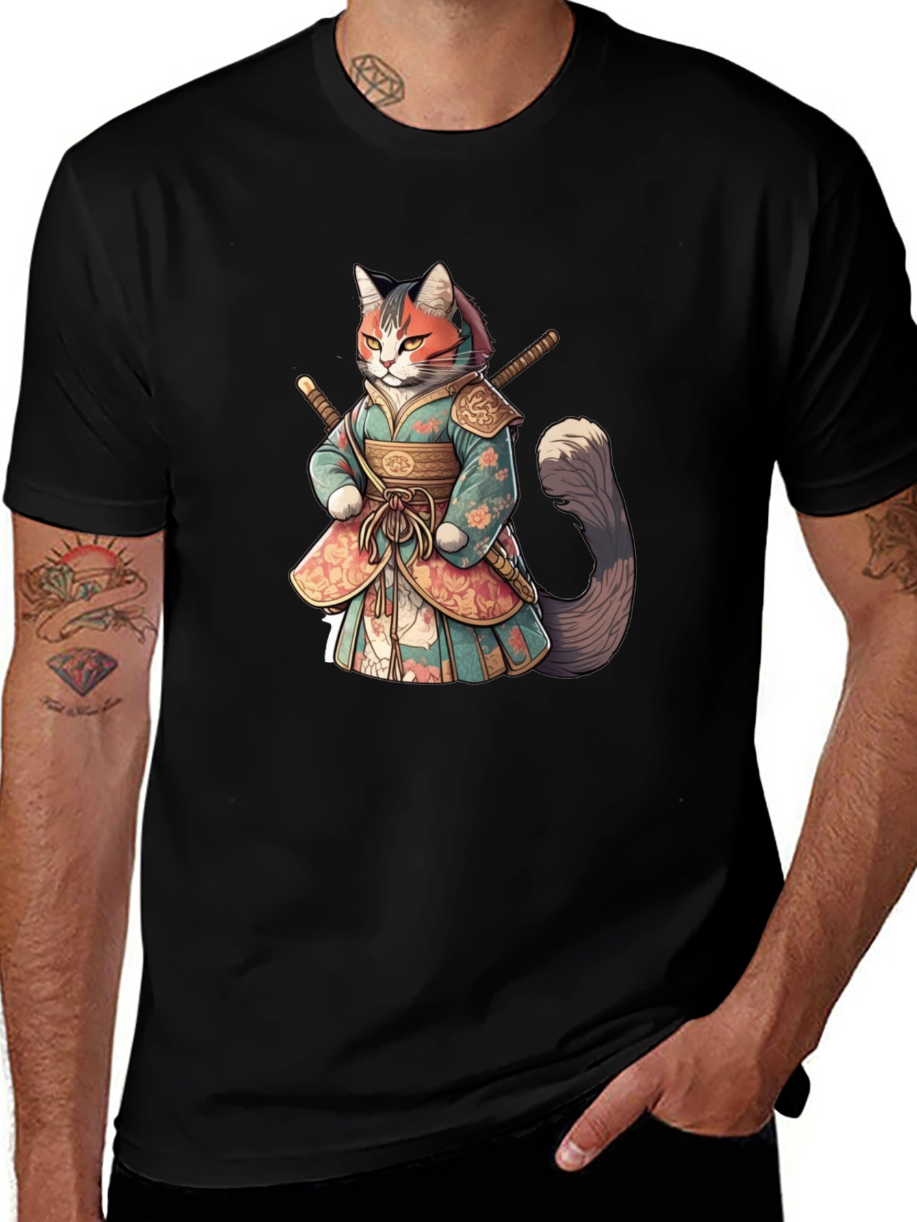 Variant 8 of Samurai Cat T-Shirt - Unique Graphic Tee
