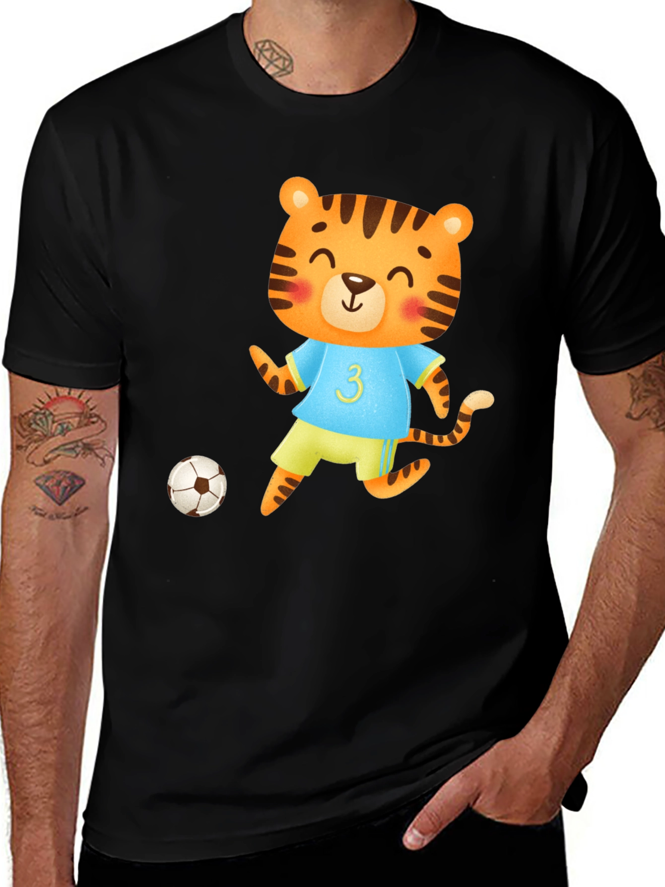 Variant 5 of Tiger Soccer Graphic Black Tee