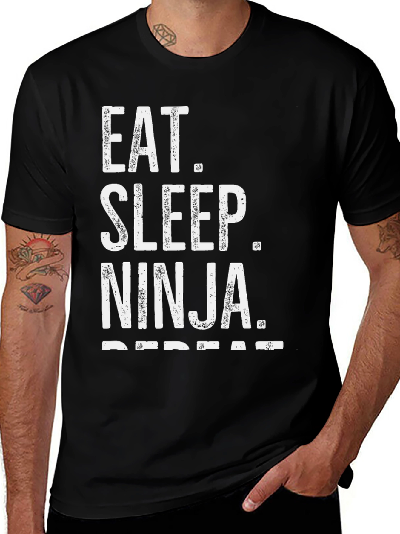 Variant 20 of Eat Sleep Ninja Repeat Black T-Shirt