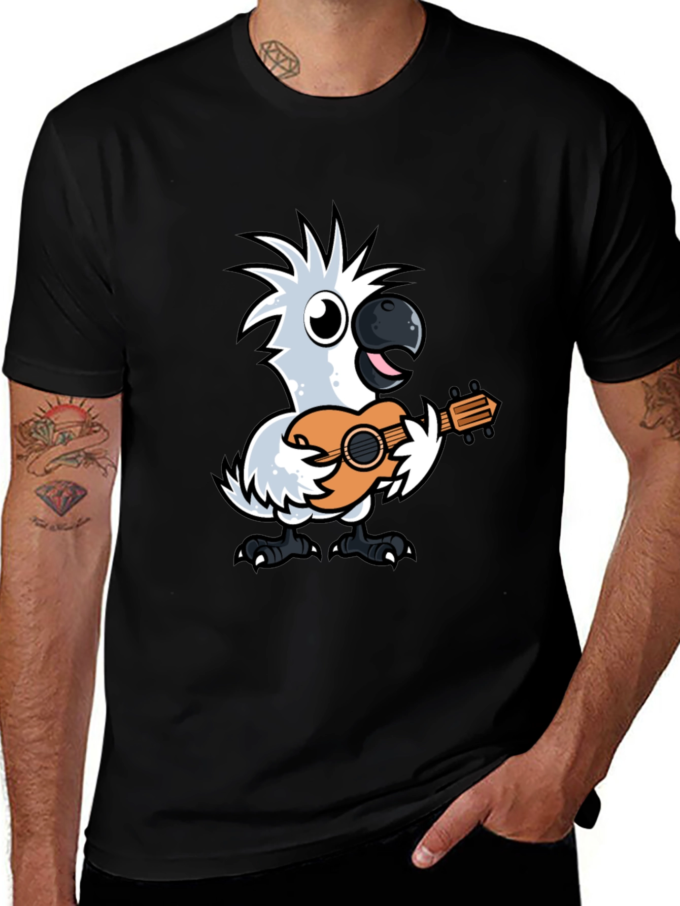 Variant 17 of Funny Cockatoo Ukulele Black T-Shirt