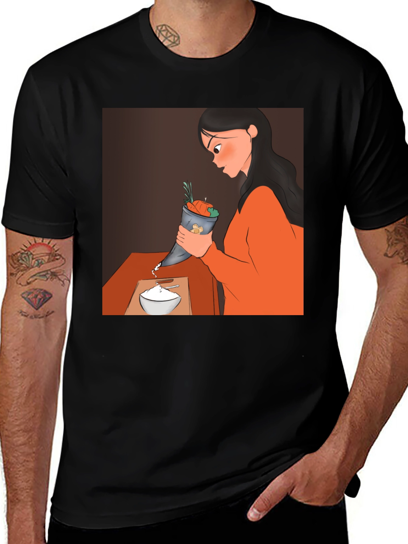 Variant 4 of Cartoon Design Black T-Shirt