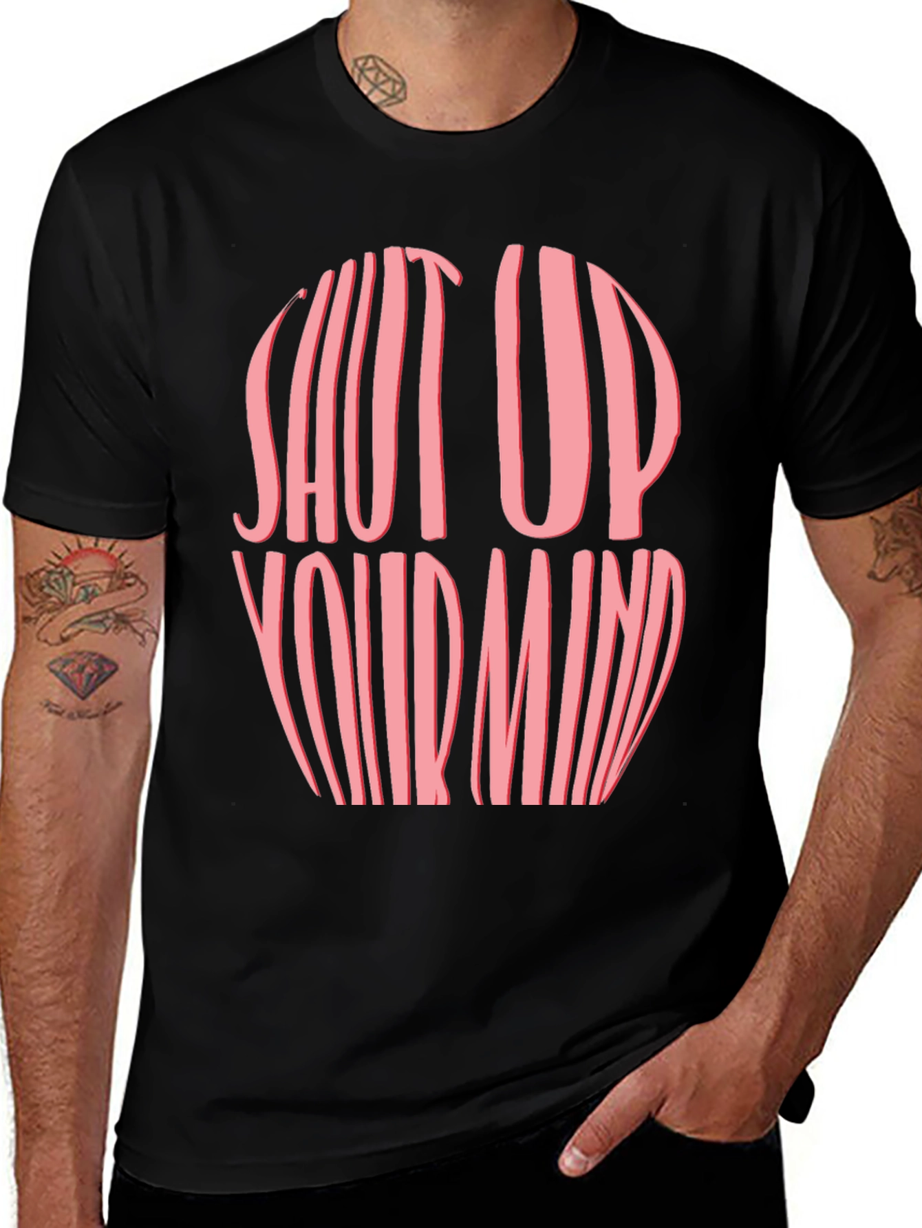 Variant 15 of Shut Up Your Mind Graphic Tee - Black Cotton Blend