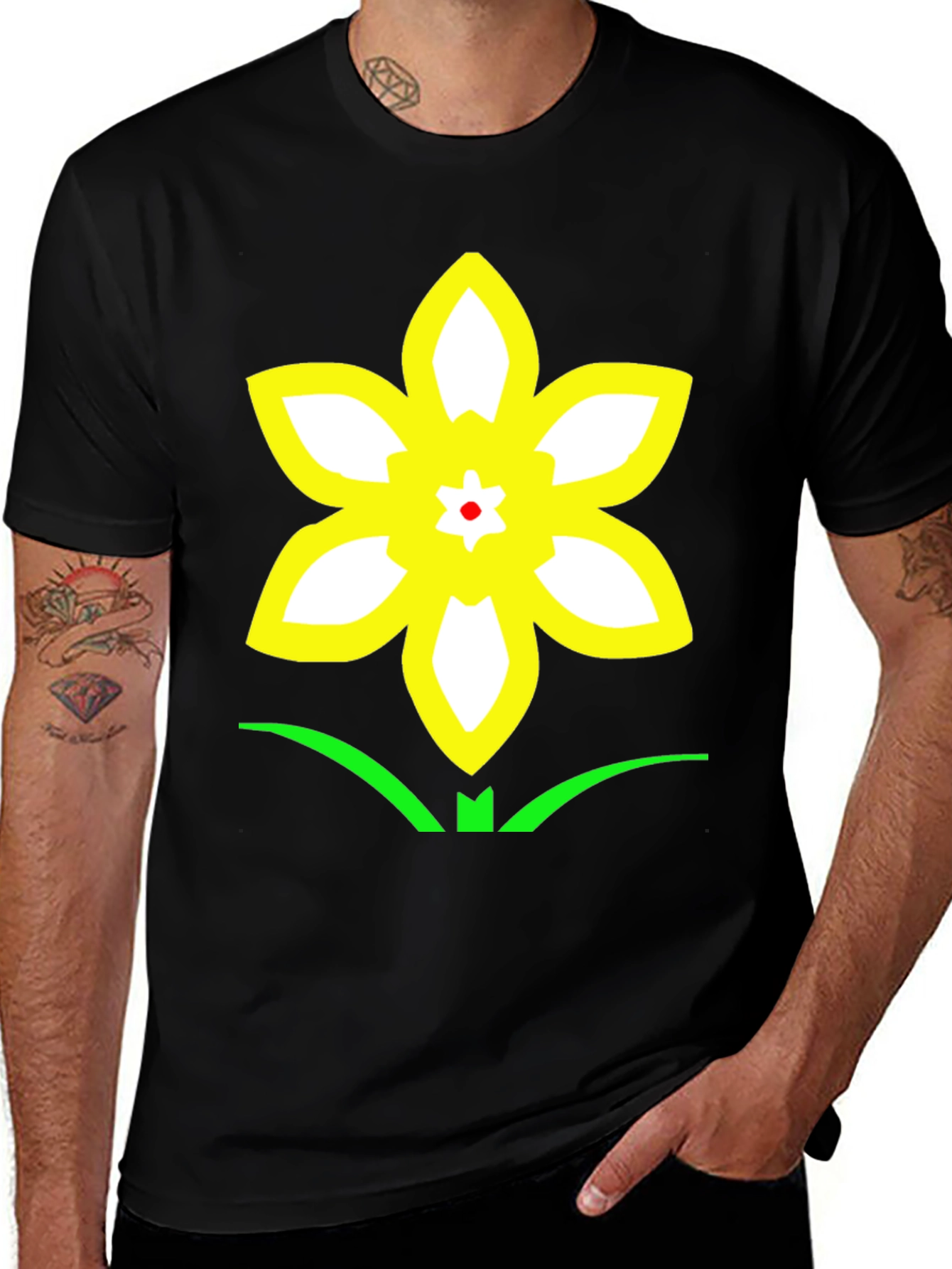 Variant 23 of Daffodil Graphic Tee - Black Cotton Comfort