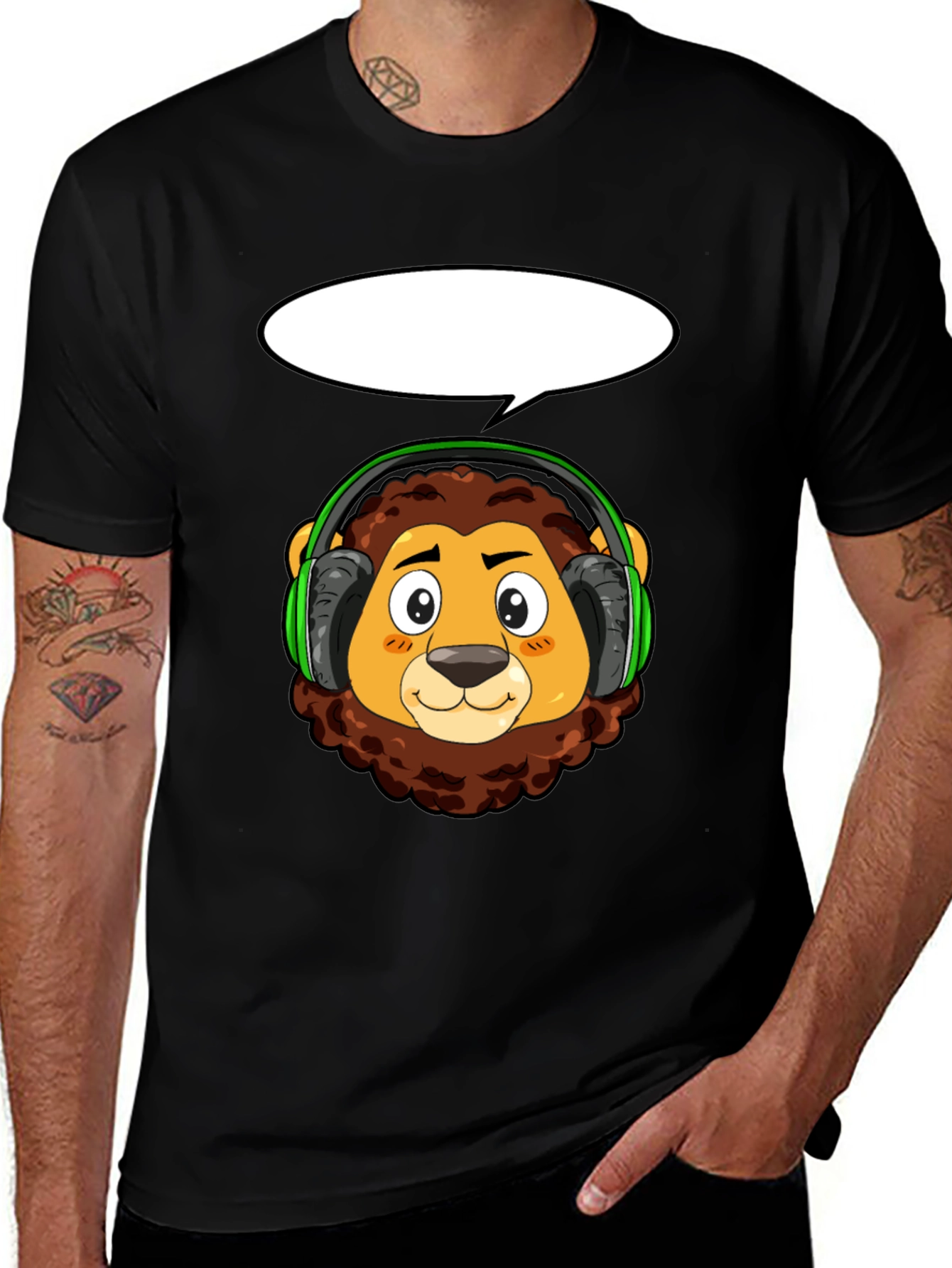 Lion Headphone T-Shirt - Cool Animal Tee