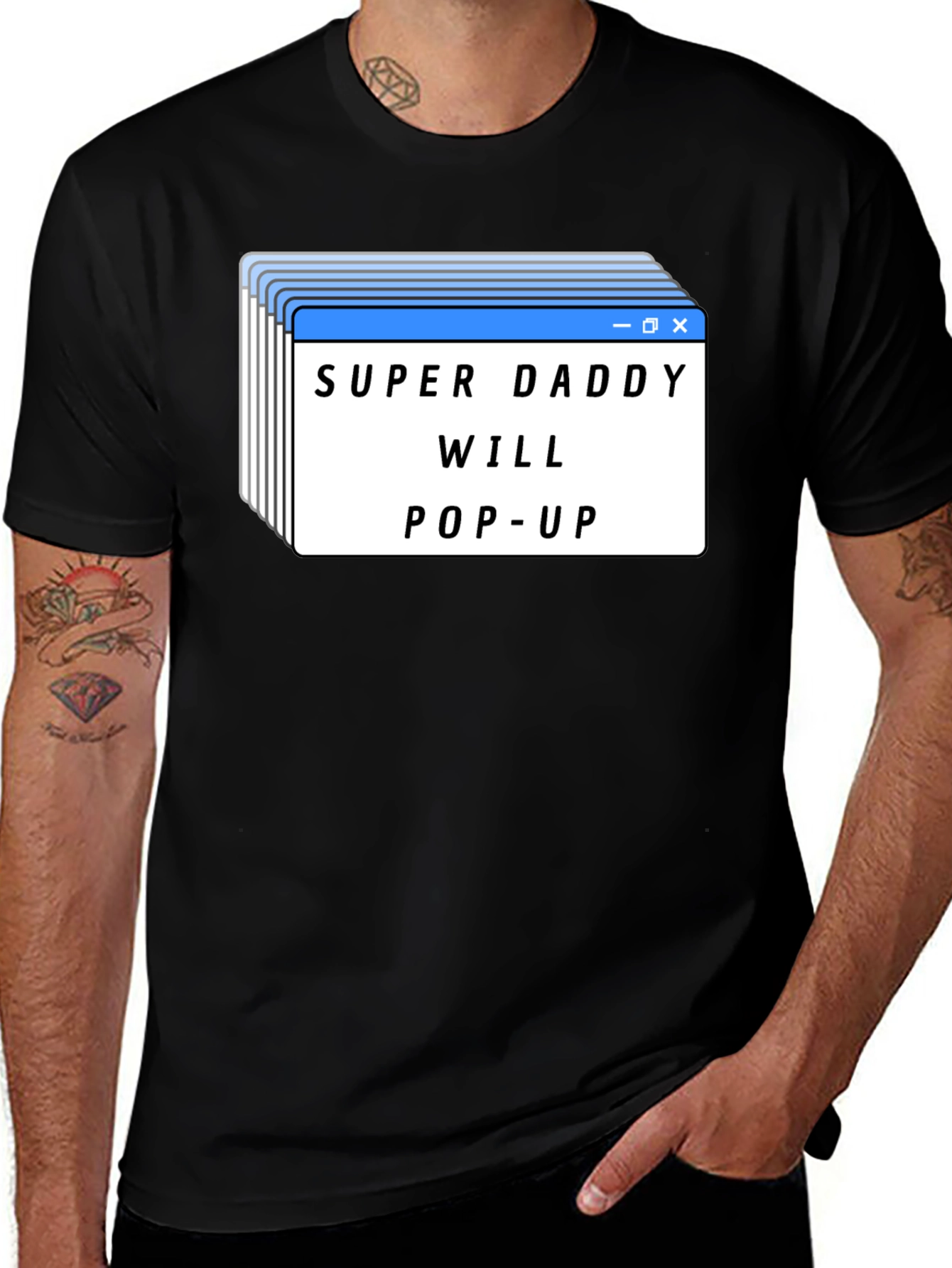 Variant 6 of Super Daddy Will Pop-Up Black T-Shirt
