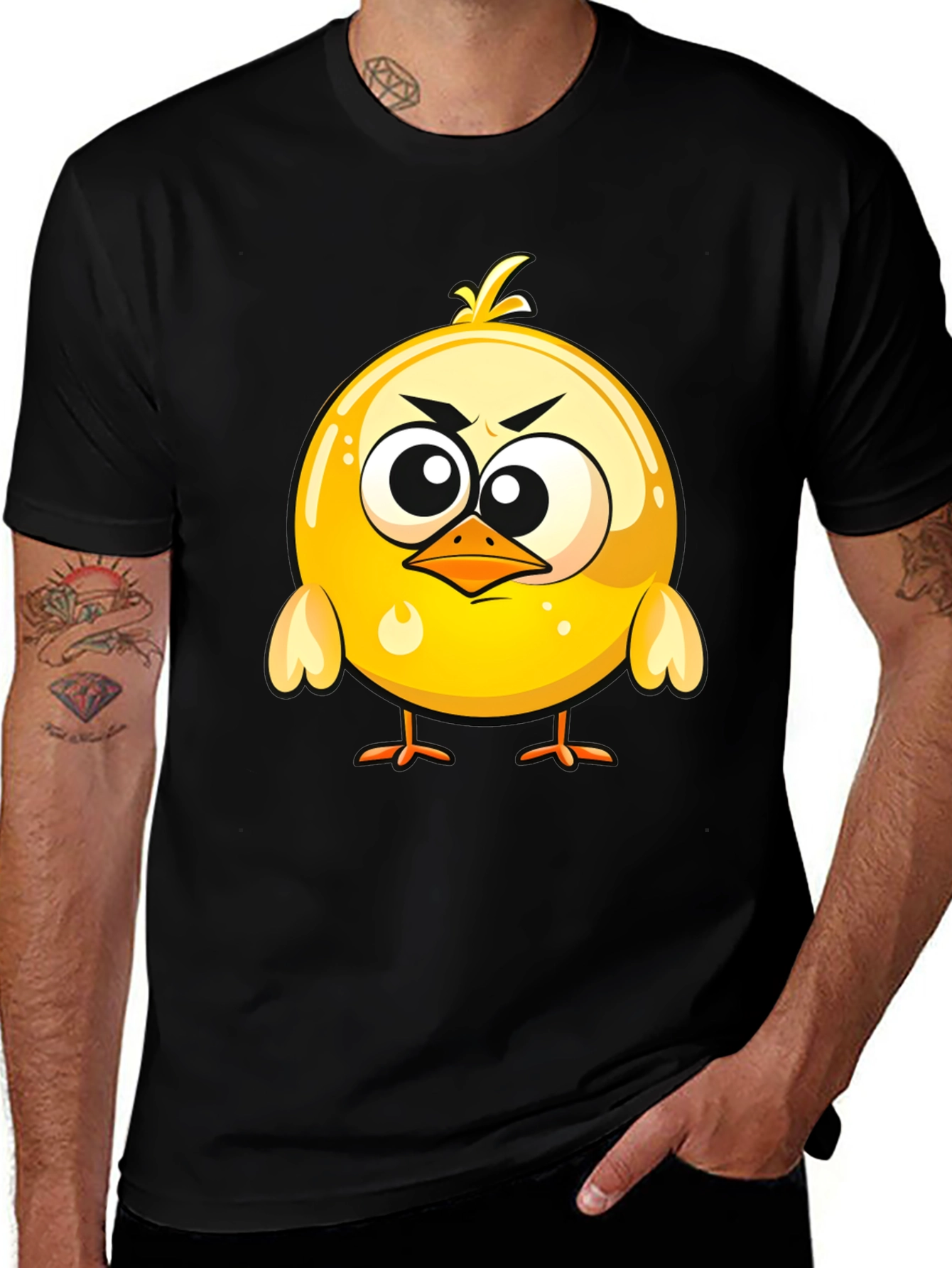 Variant 17 of Angry Chick Graphic Tee - Black Cotton T-Shirt
