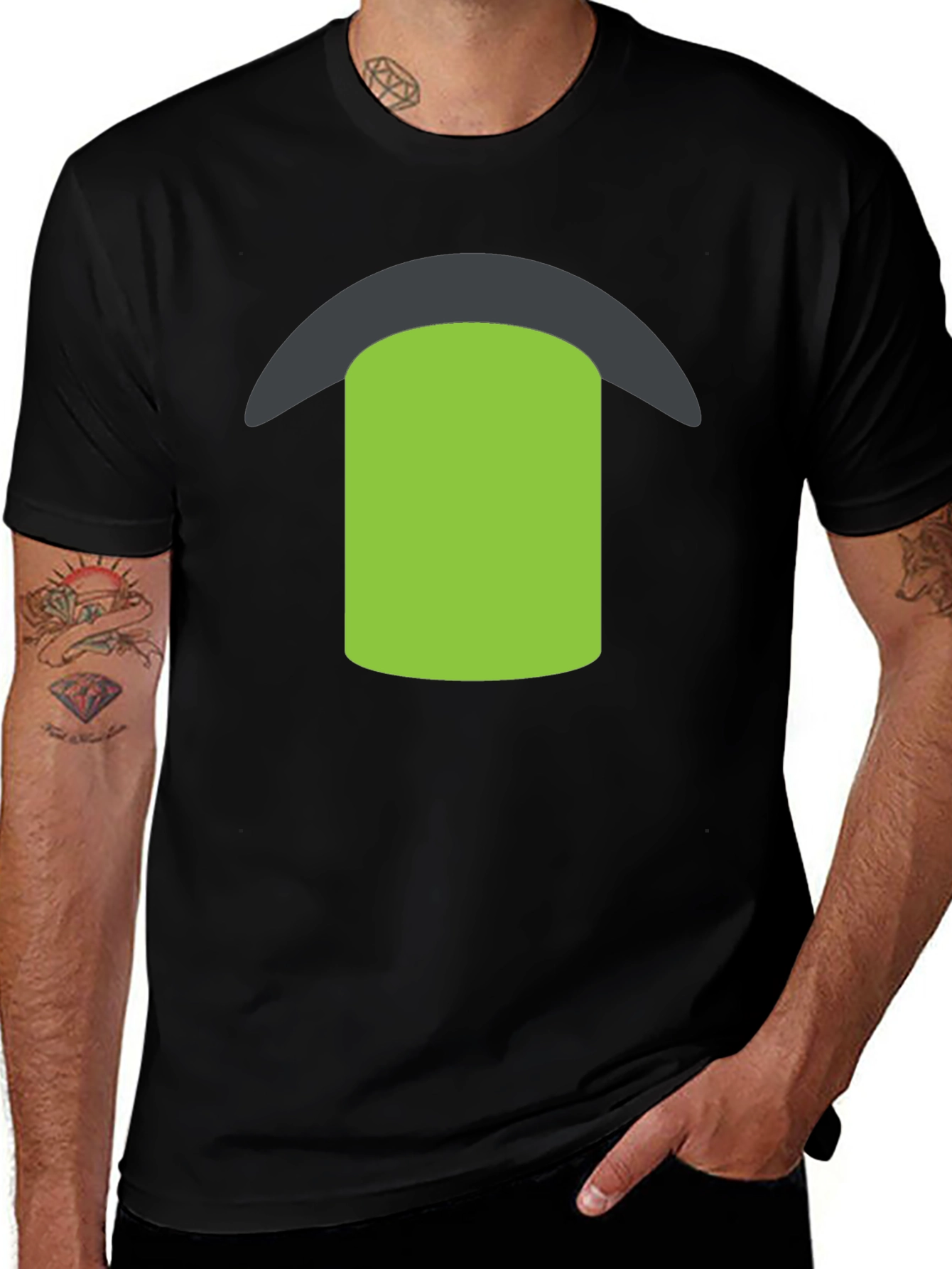 Variant 17 of Black Tee with Green & Gray Graphic