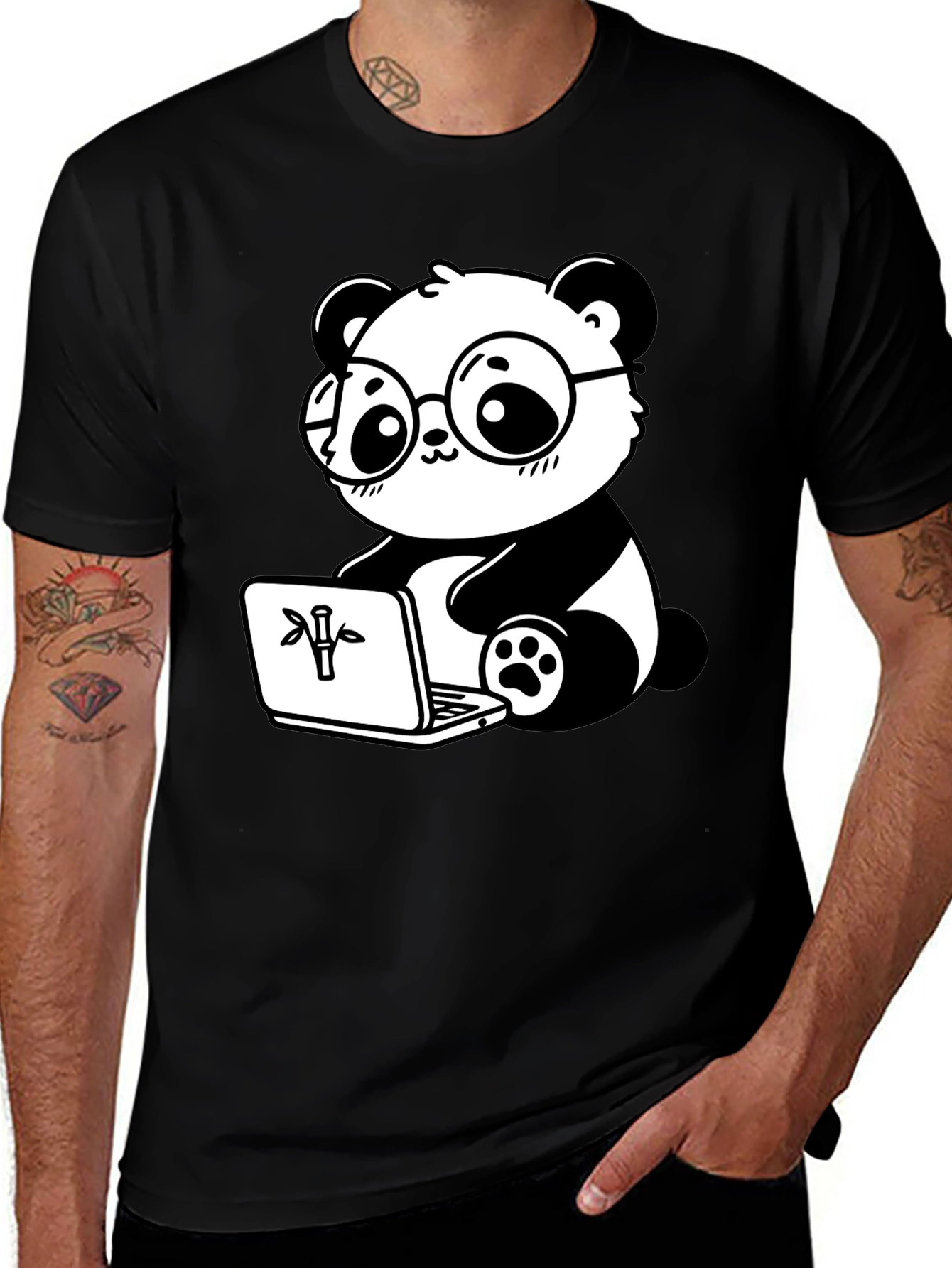 Variant 13 of Cute Panda Laptop Graphic T-Shirt