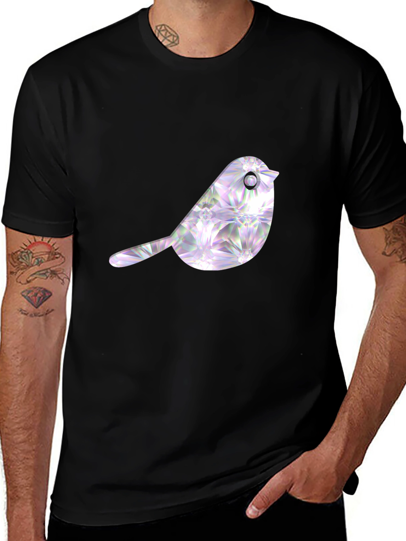 Variant 20 of Black T-Shirt with Bird Graphic