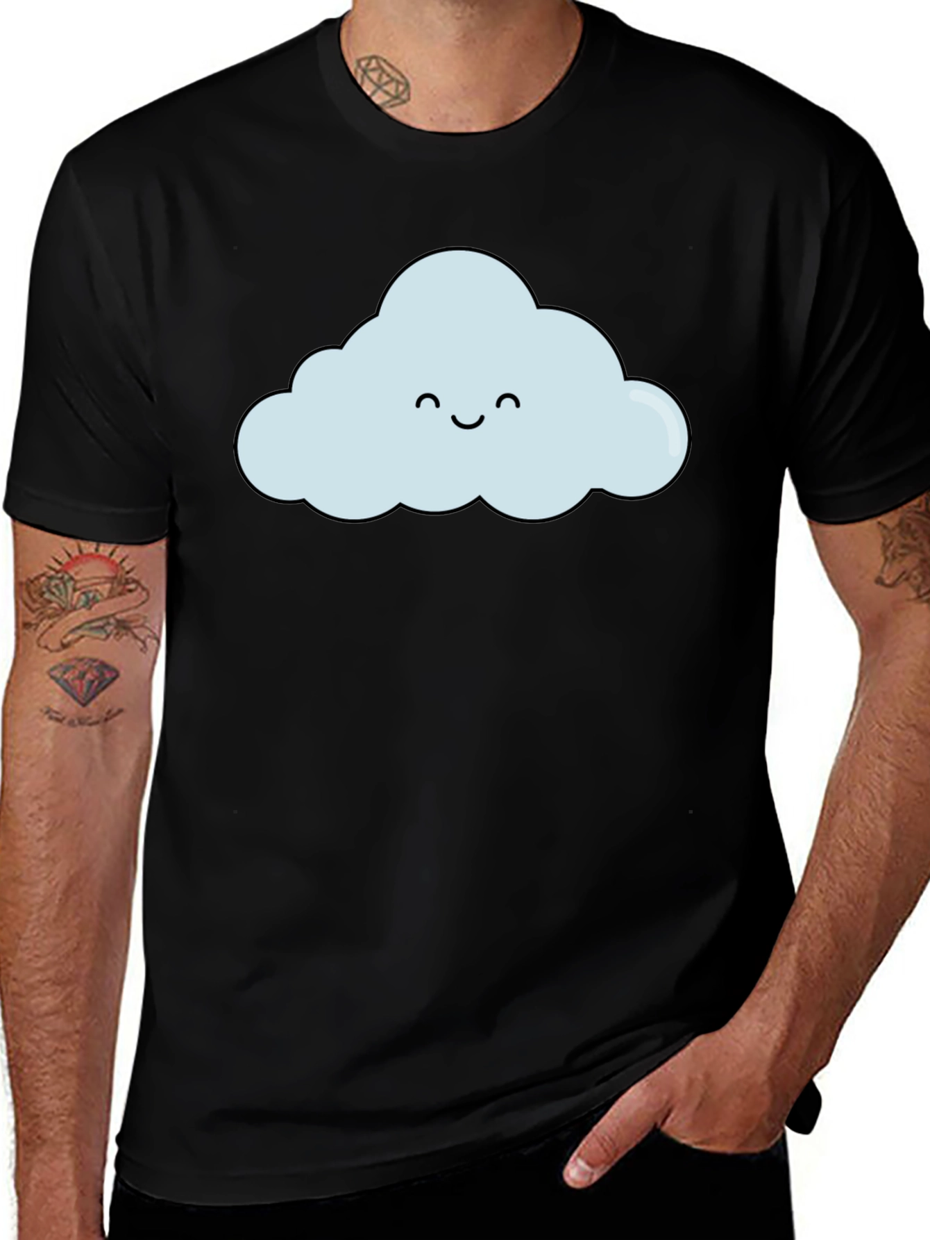 Variant 24 of Cloud Graphic T-Shirt - Black, Casual Cotton Tee