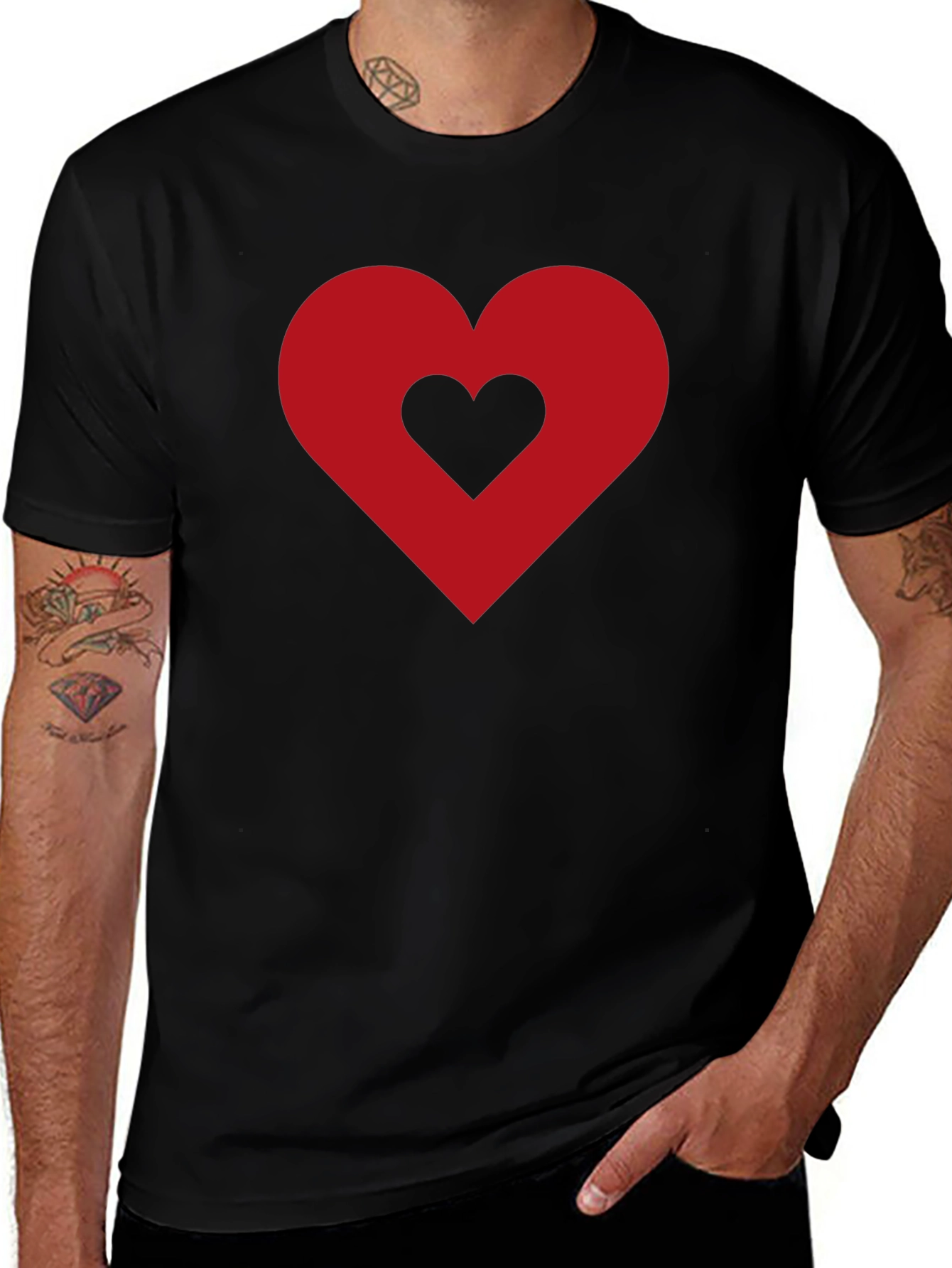 Heart Within Heart Black T-Shirt