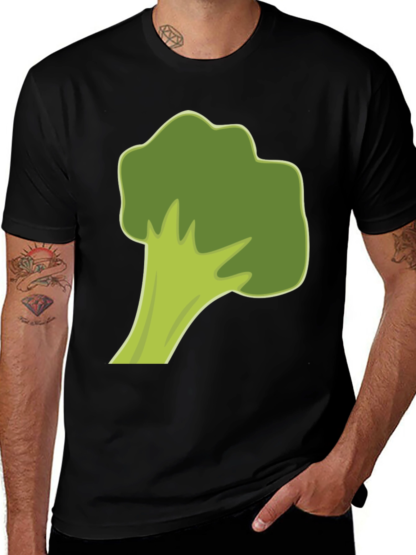 Variant 17 of Broccoli Graphic Tee - Black Cotton T-Shirt