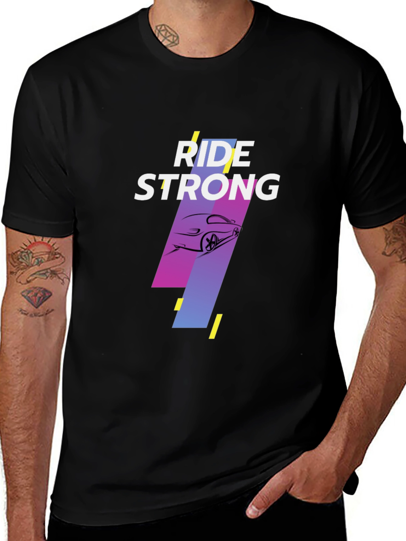 Variant 5 of Ride Strong Graphic Tee - Black Cotton T-Shirt