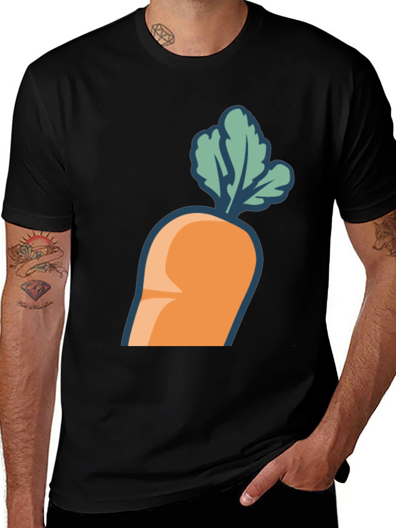 Variant 18 of Carrot Graphic Tee - Black Cotton Blend